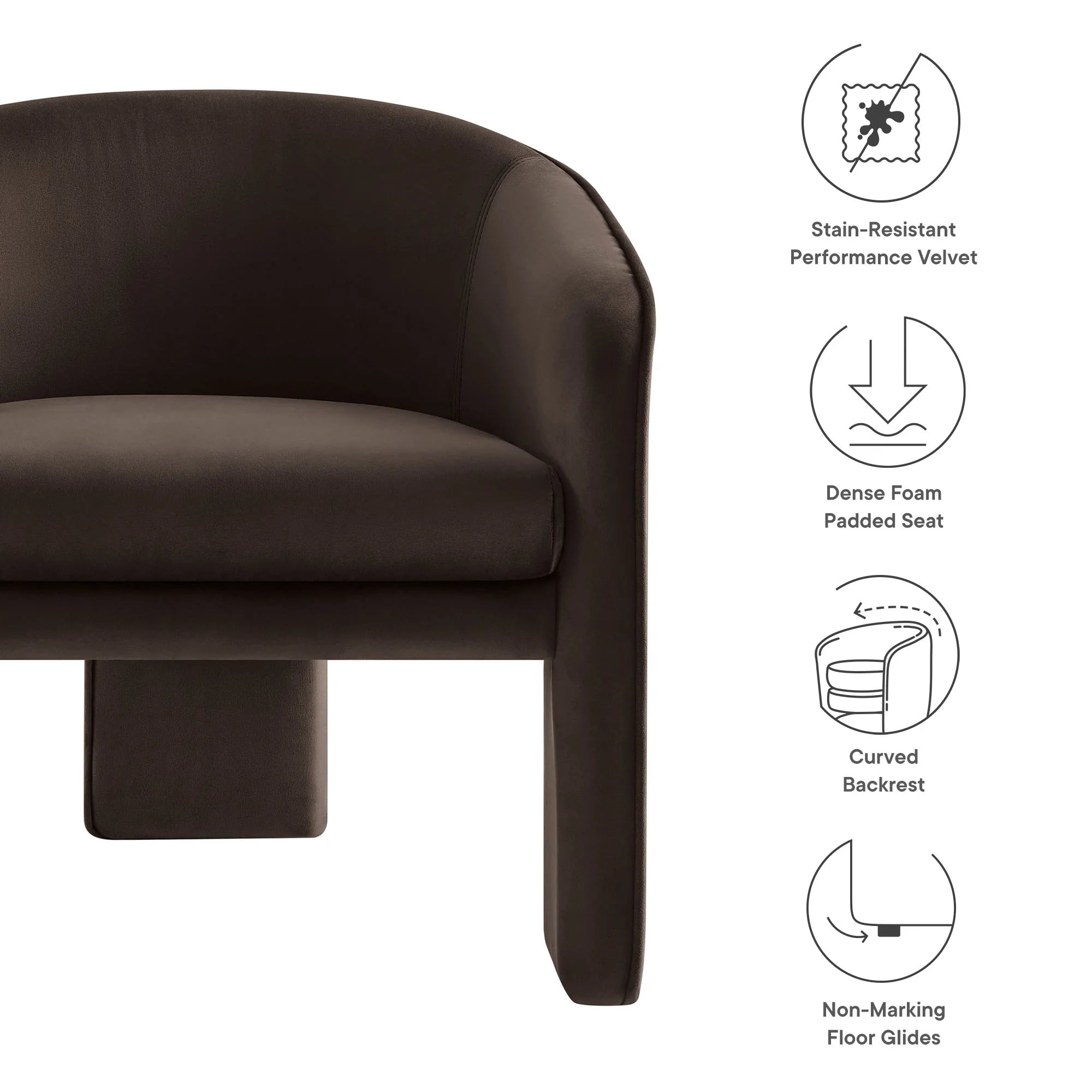 Greer Performance Velvet Upholstered Accent Armchair