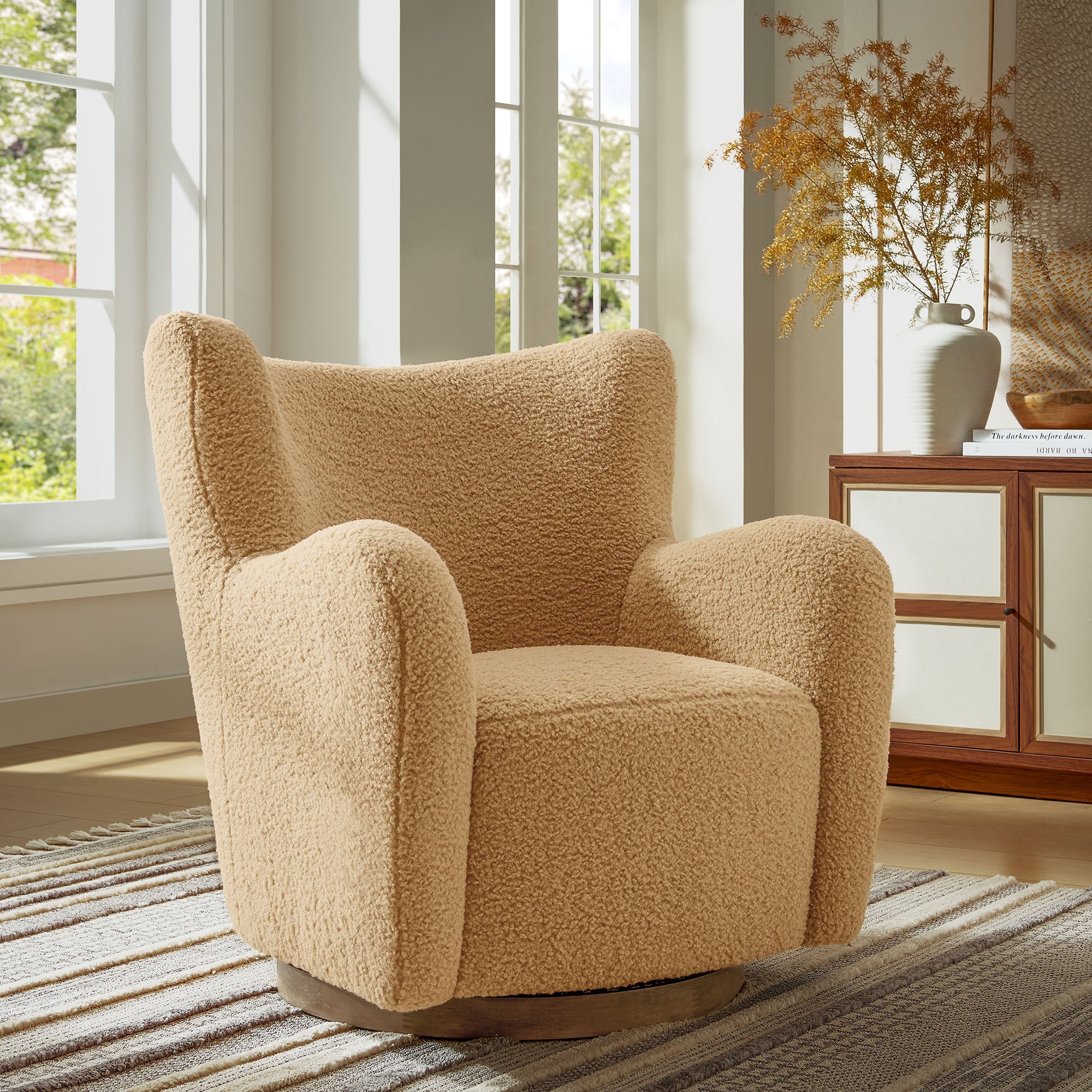 Fauteuil d'appoint pivotant Montrose Wingback Sherpa