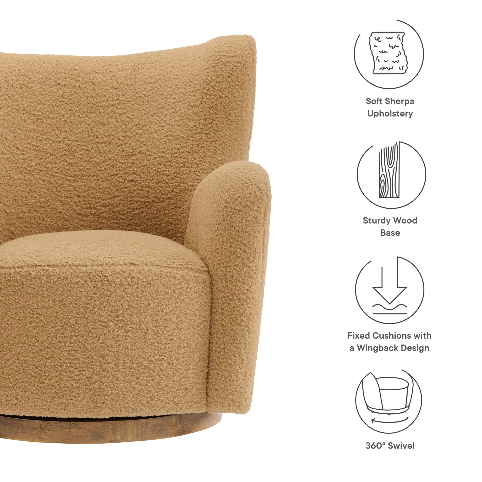 Fauteuil d'appoint pivotant Montrose Wingback Sherpa