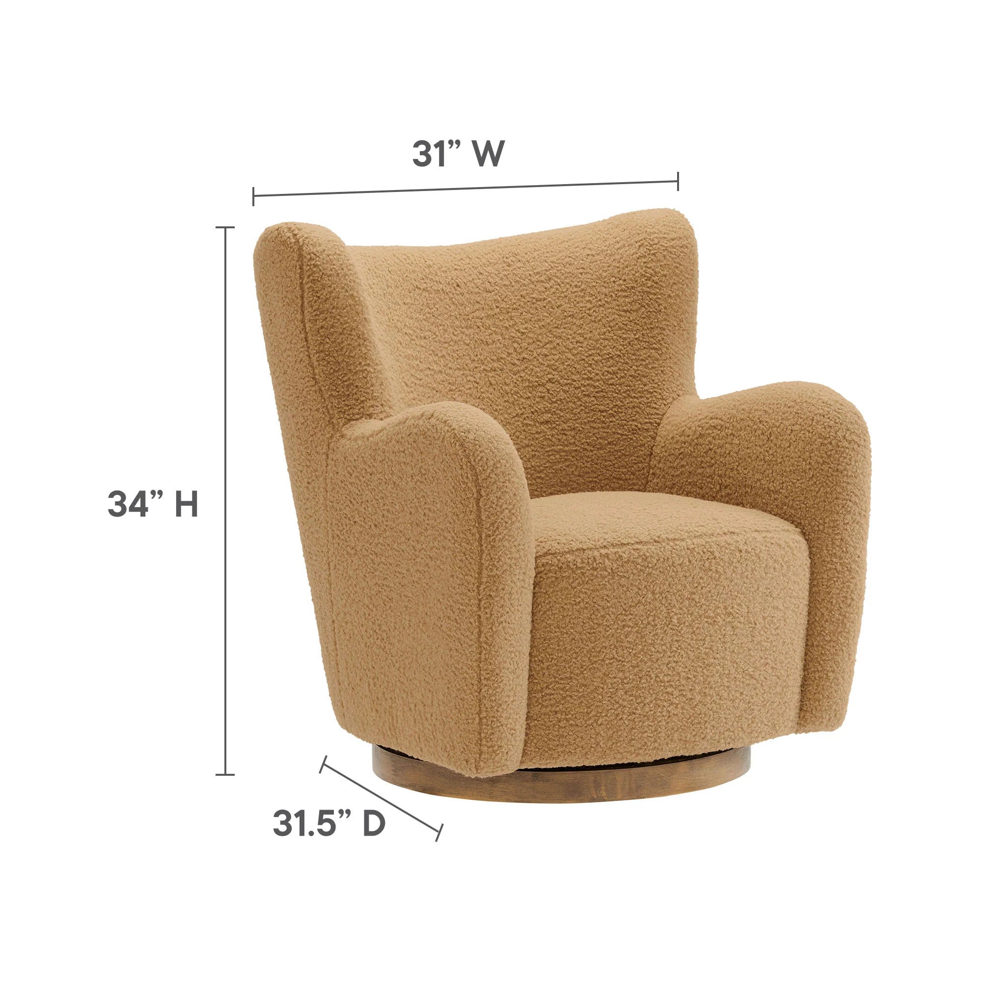 Fauteuil d'appoint pivotant Montrose Wingback Sherpa