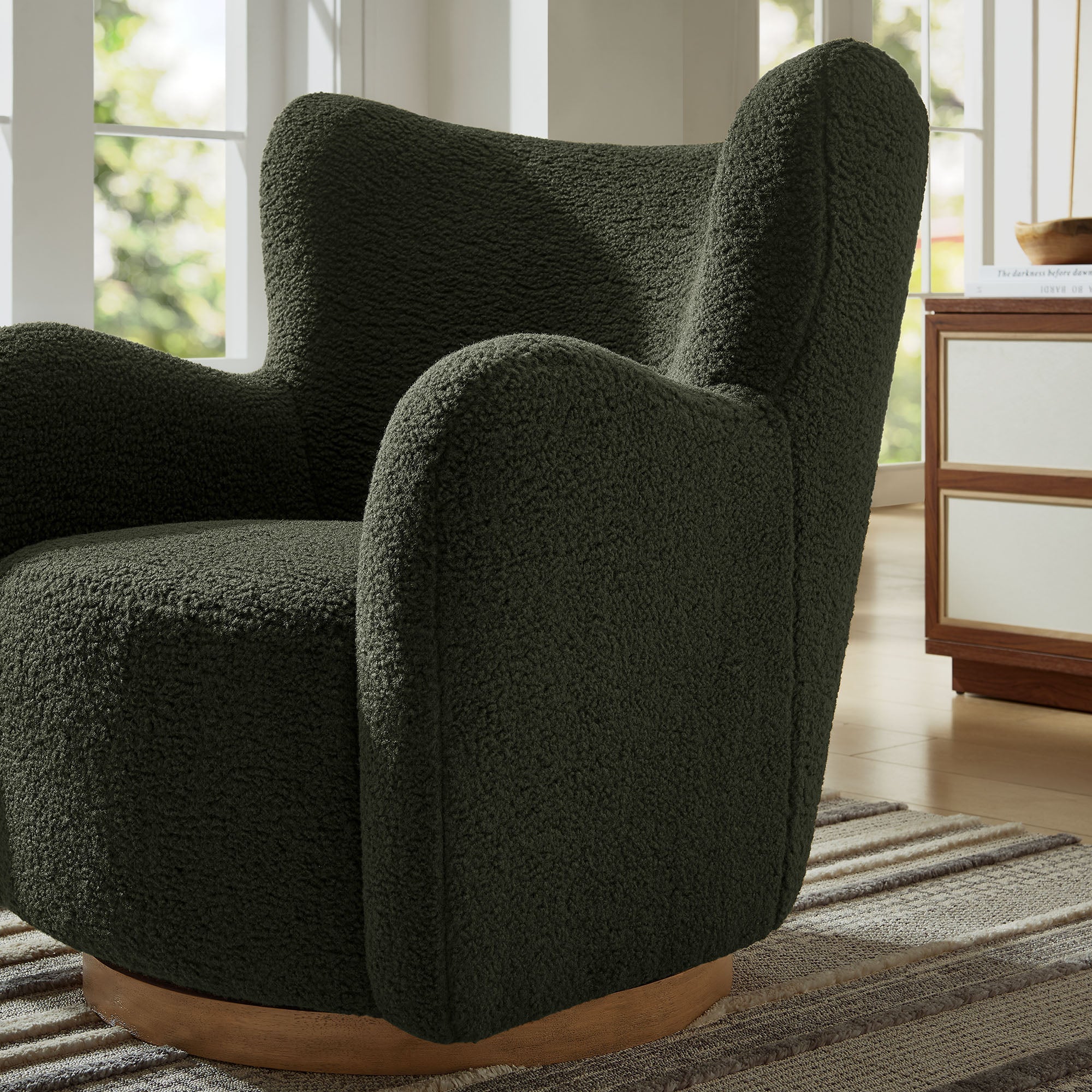 Montrose Wingback Sherpa Swivel Accent Chair