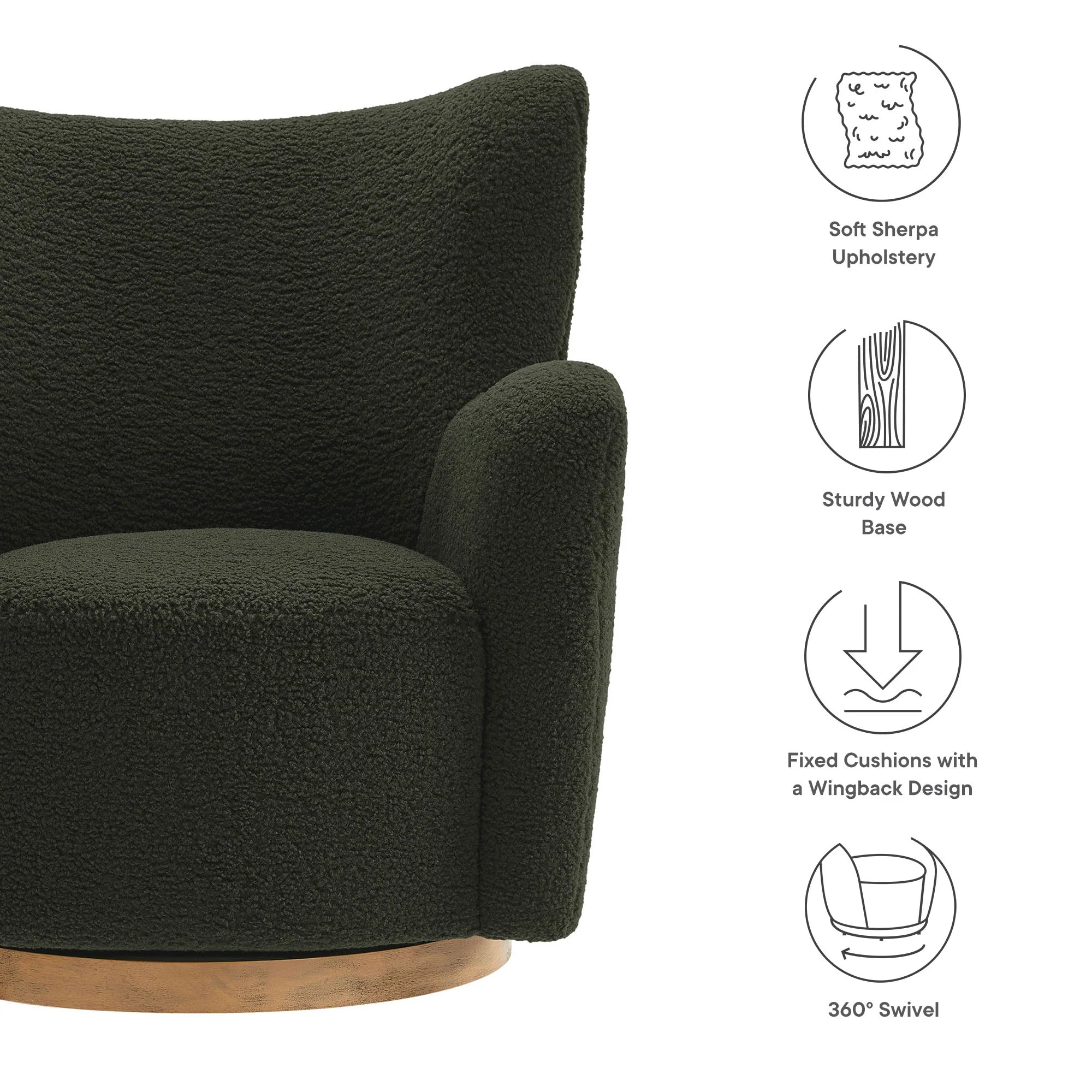 Fauteuil d'appoint pivotant Montrose Wingback Sherpa