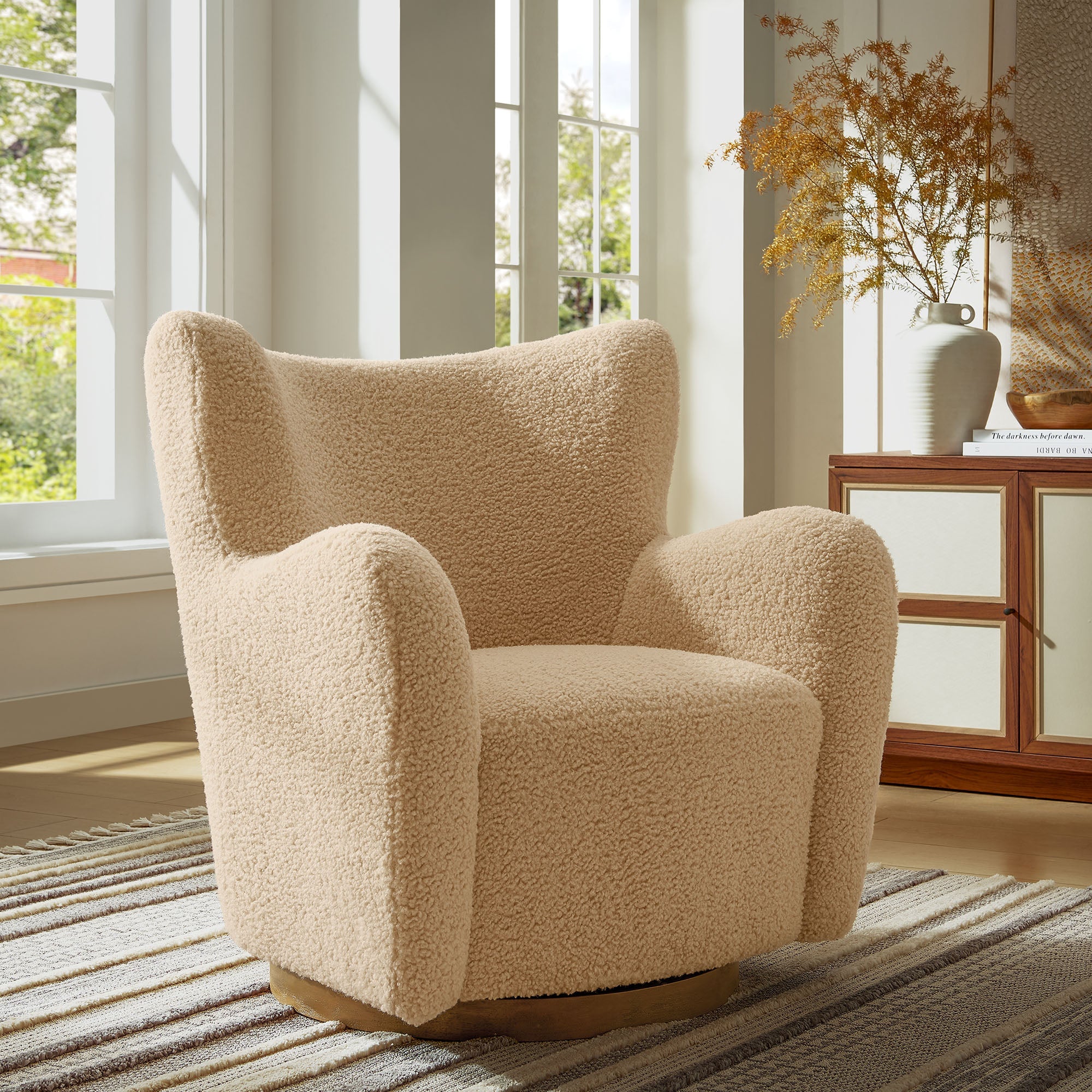Fauteuil d'appoint pivotant Montrose Wingback Sherpa