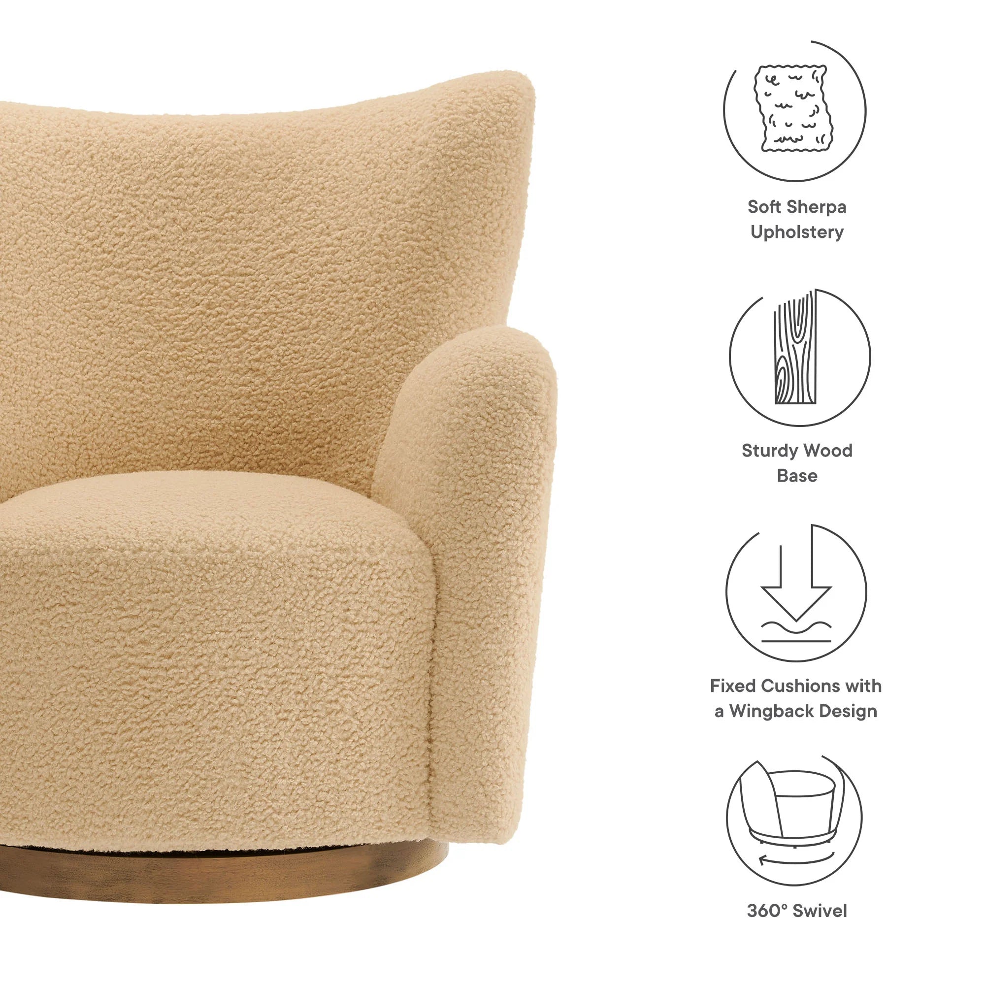 Fauteuil d'appoint pivotant Montrose Wingback Sherpa