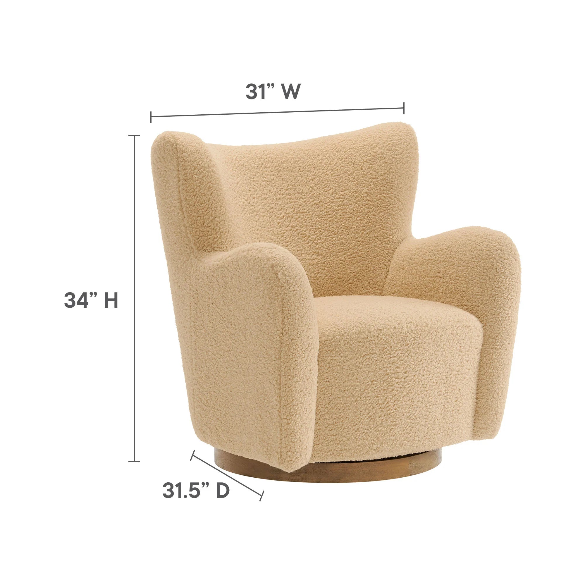 Fauteuil d'appoint pivotant Montrose Wingback Sherpa