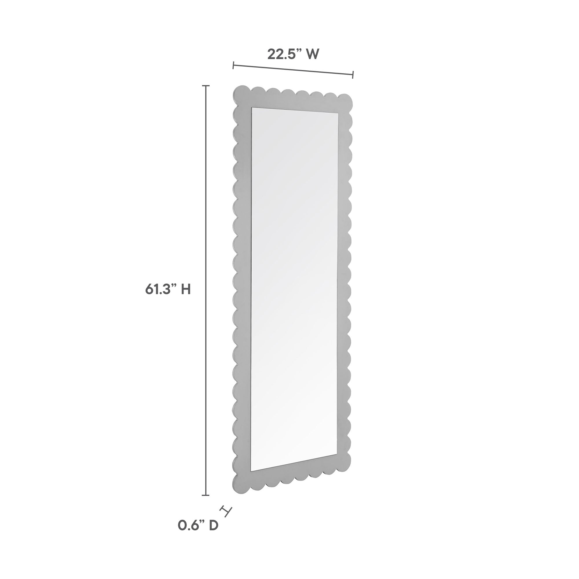 Miroir de sol rectangulaire festonné Emmeline