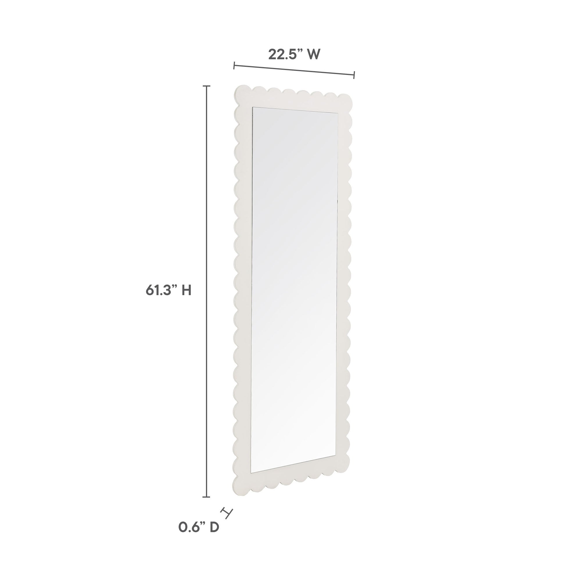 Miroir de sol rectangulaire festonné Emmeline