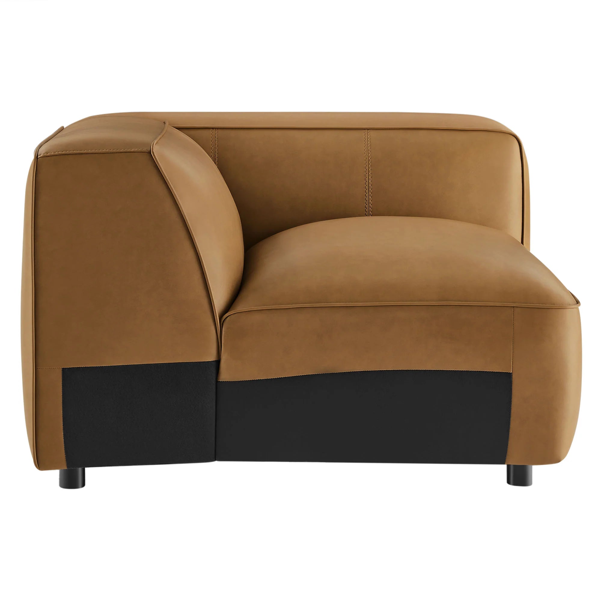Fauteuil modulaire droit rembourré en cuir végétalien Auren