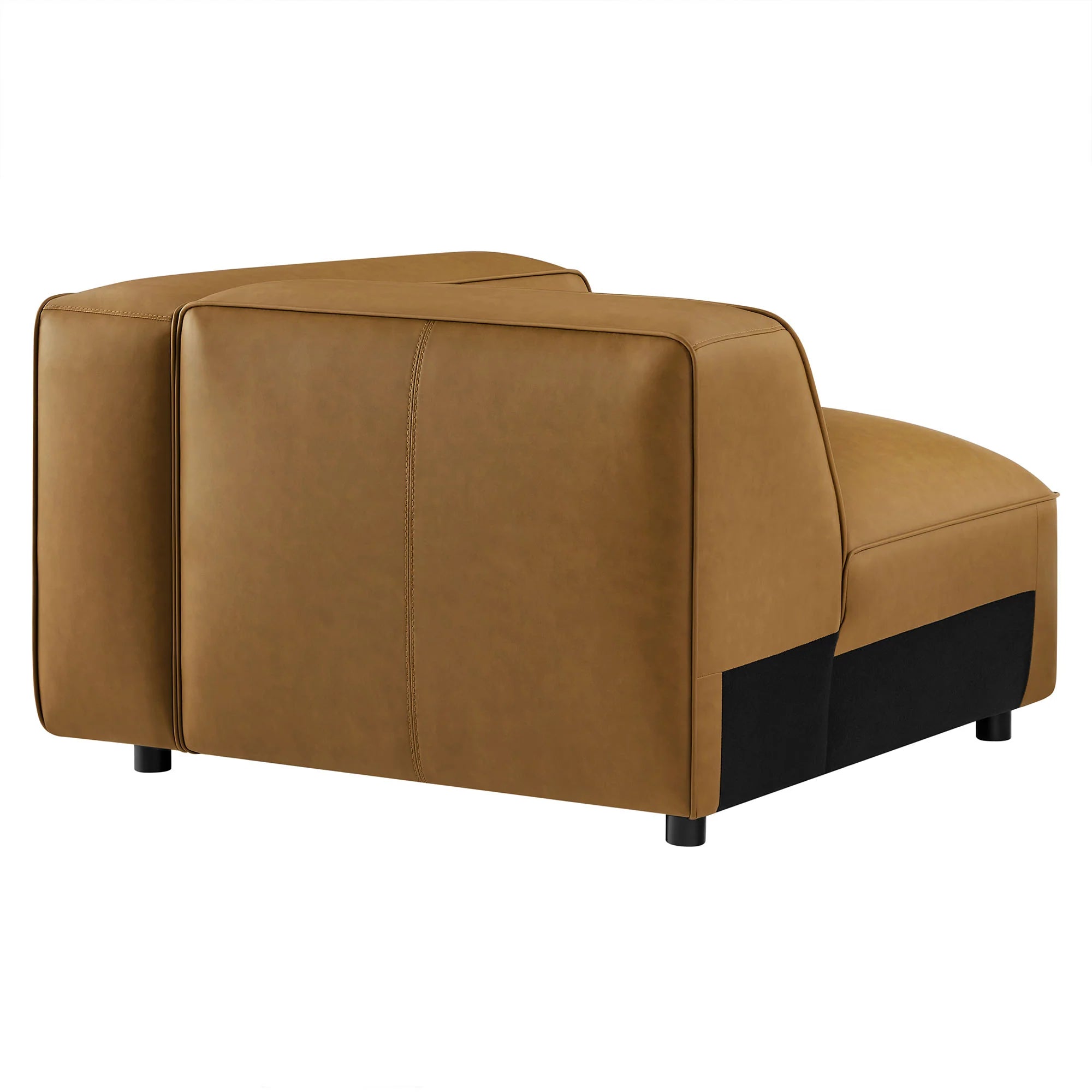 Fauteuil modulaire droit rembourré en cuir végétalien Auren