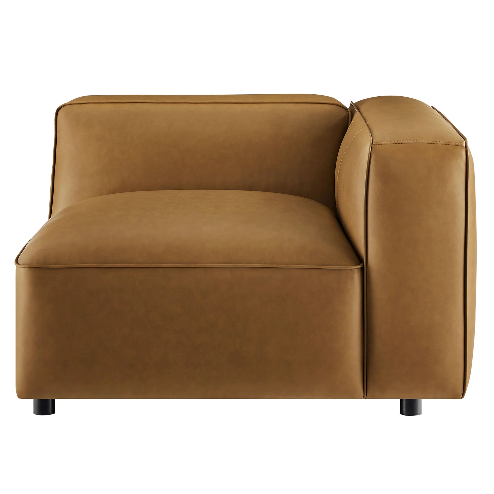 Fauteuil modulaire droit rembourré en cuir végétalien Auren