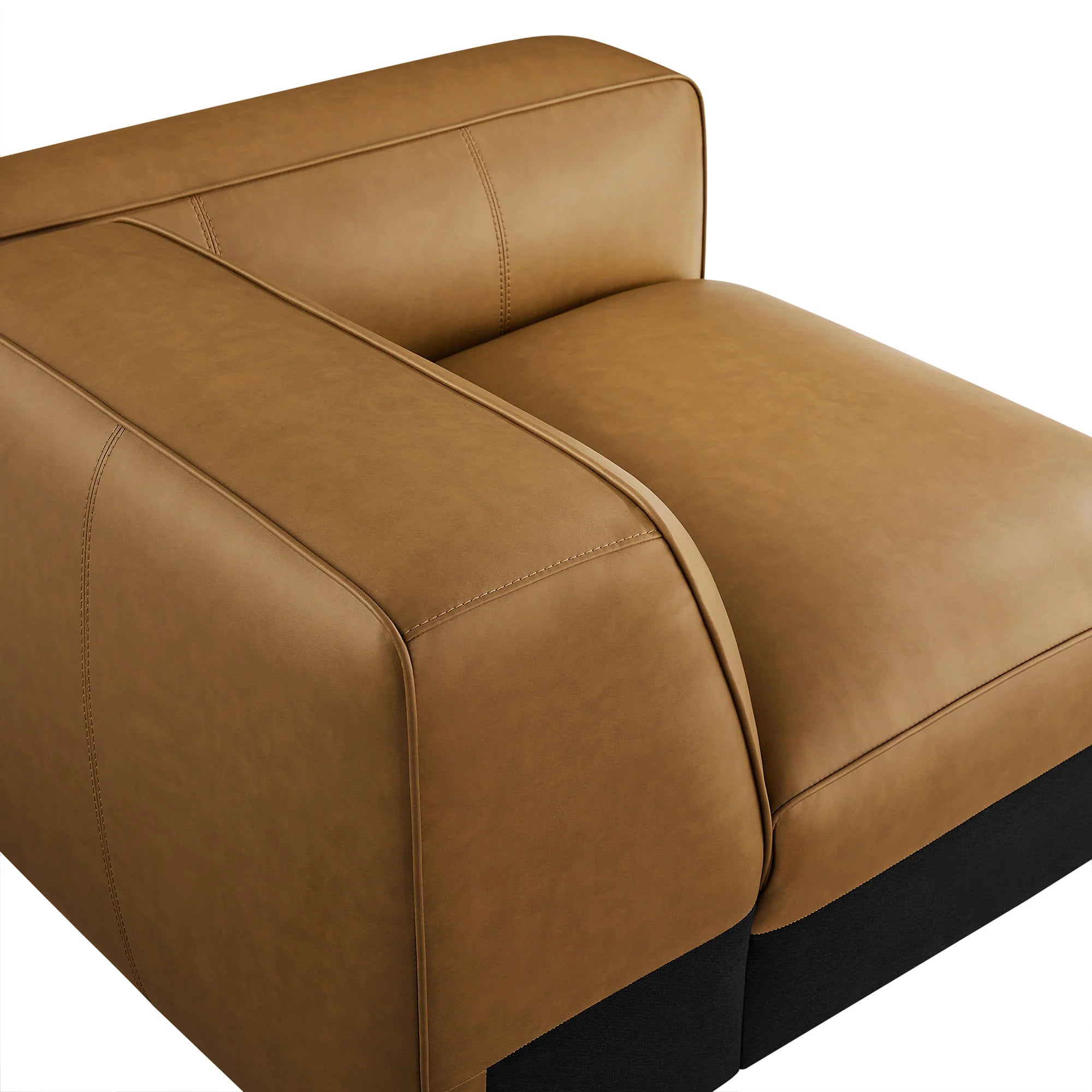 Fauteuil modulaire droit rembourré en cuir végétalien Auren