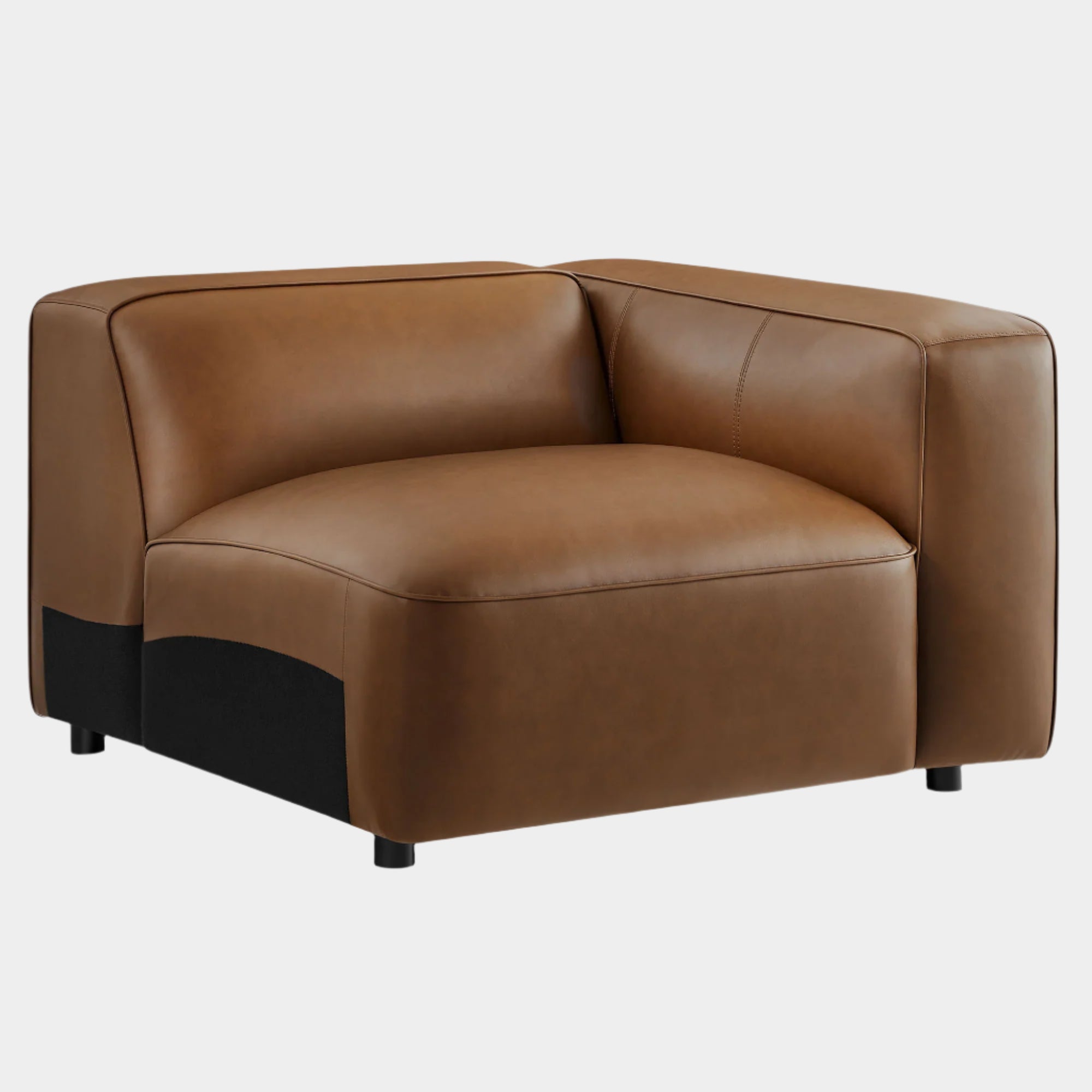 Fauteuil modulaire droit rembourré en cuir végétalien Auren