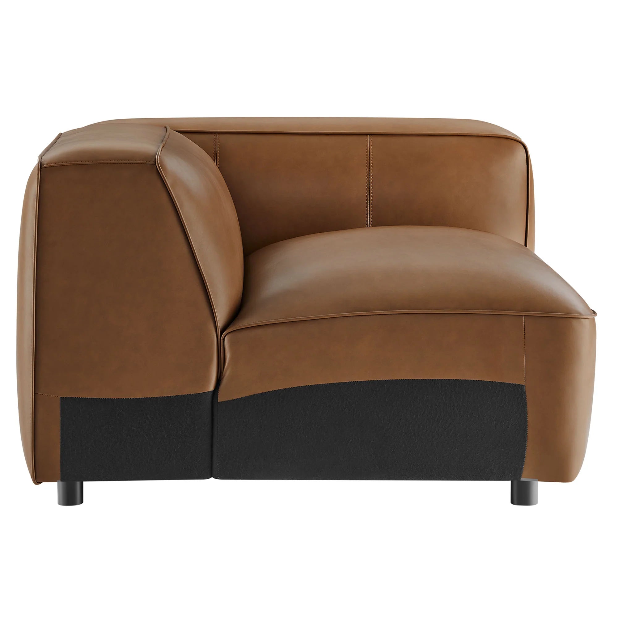 Fauteuil modulaire droit rembourré en cuir végétalien Auren