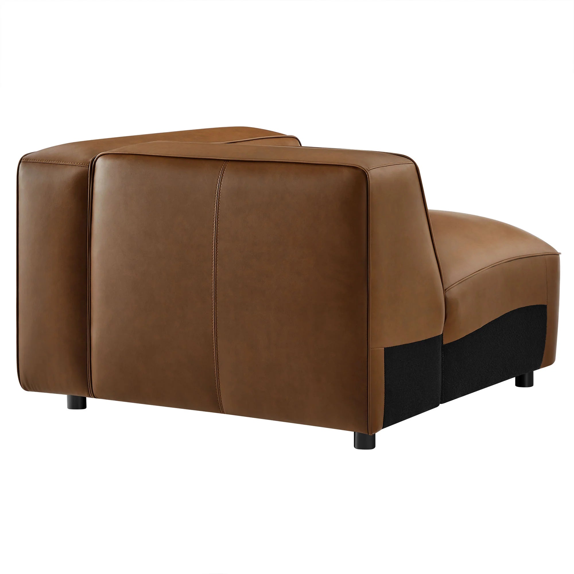 Fauteuil modulaire droit rembourré en cuir végétalien Auren