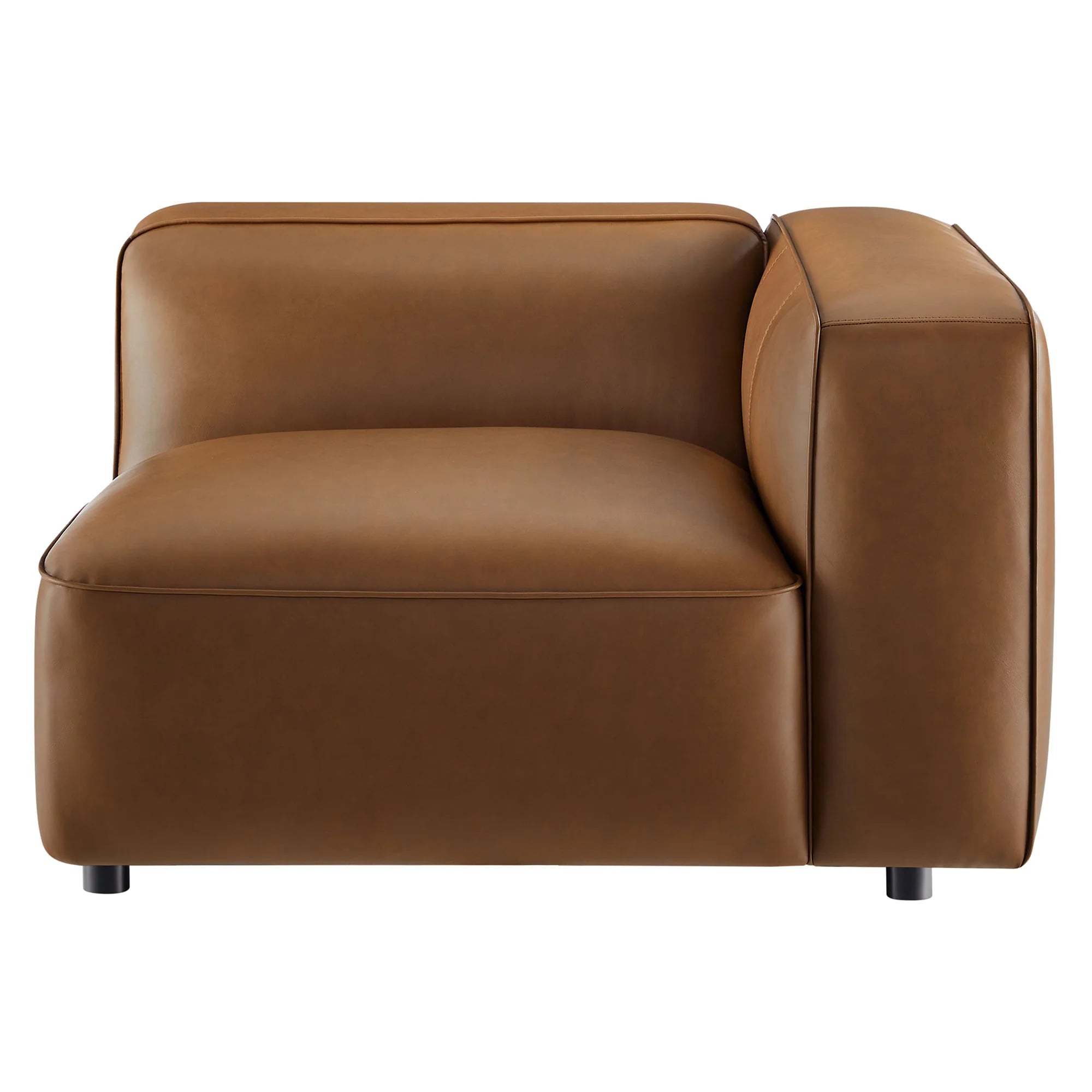 Fauteuil modulaire droit rembourré en cuir végétalien Auren