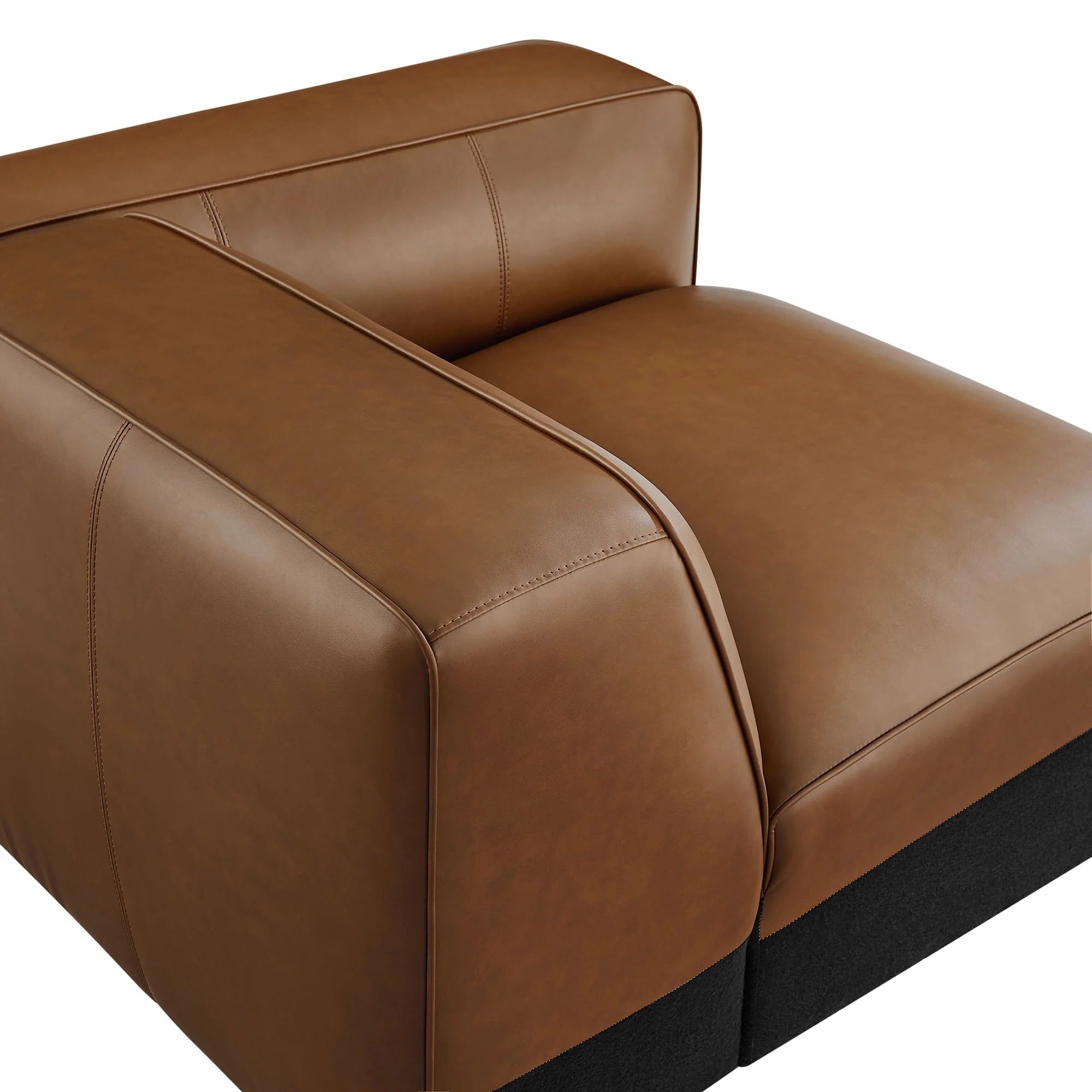 Fauteuil modulaire droit rembourré en cuir végétalien Auren