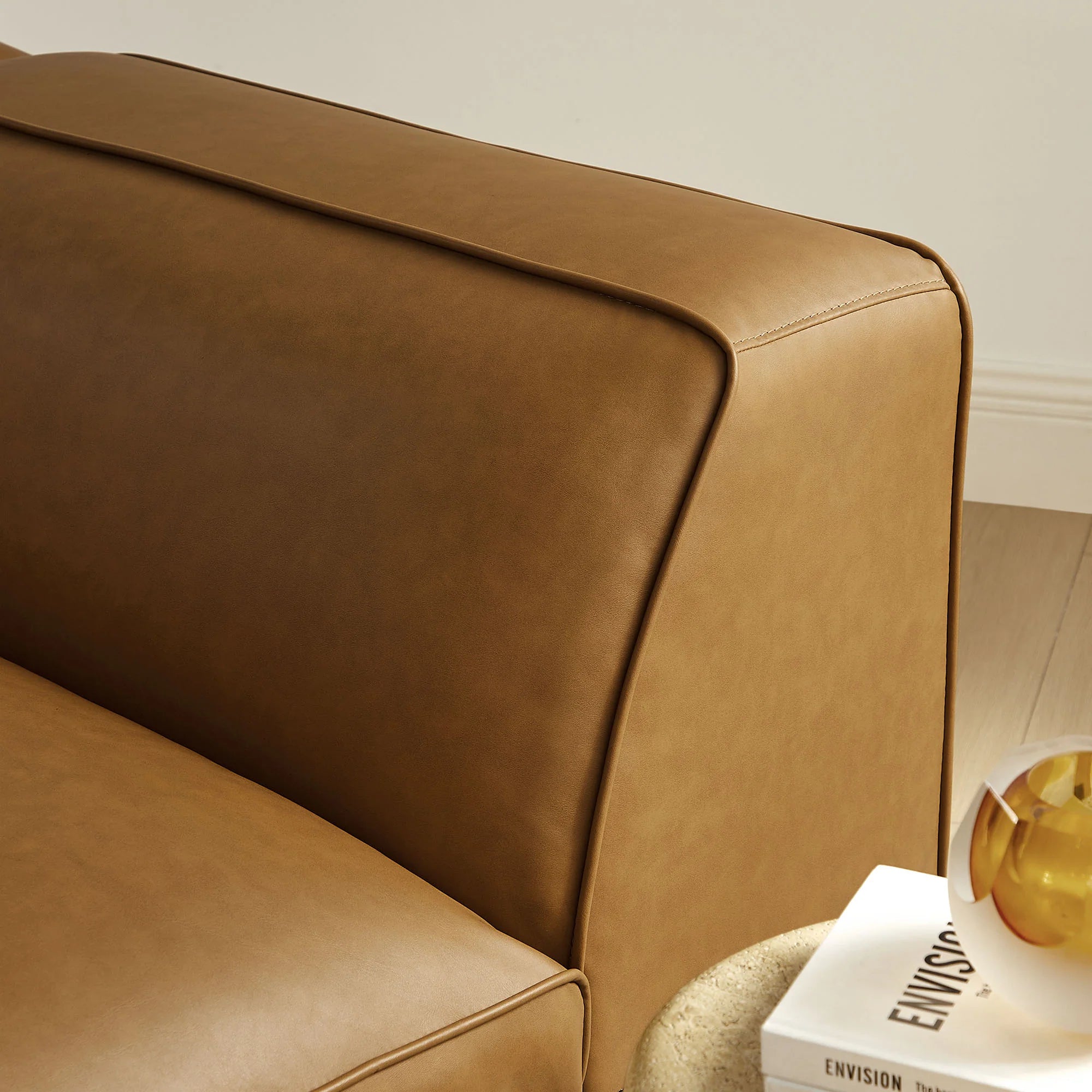 Fauteuil modulaire gauche rembourré en cuir végétalien Auren