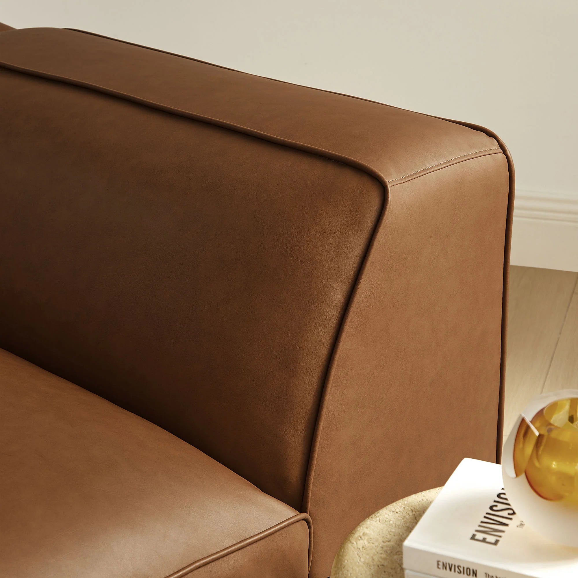 Fauteuil modulaire gauche rembourré en cuir végétalien Auren