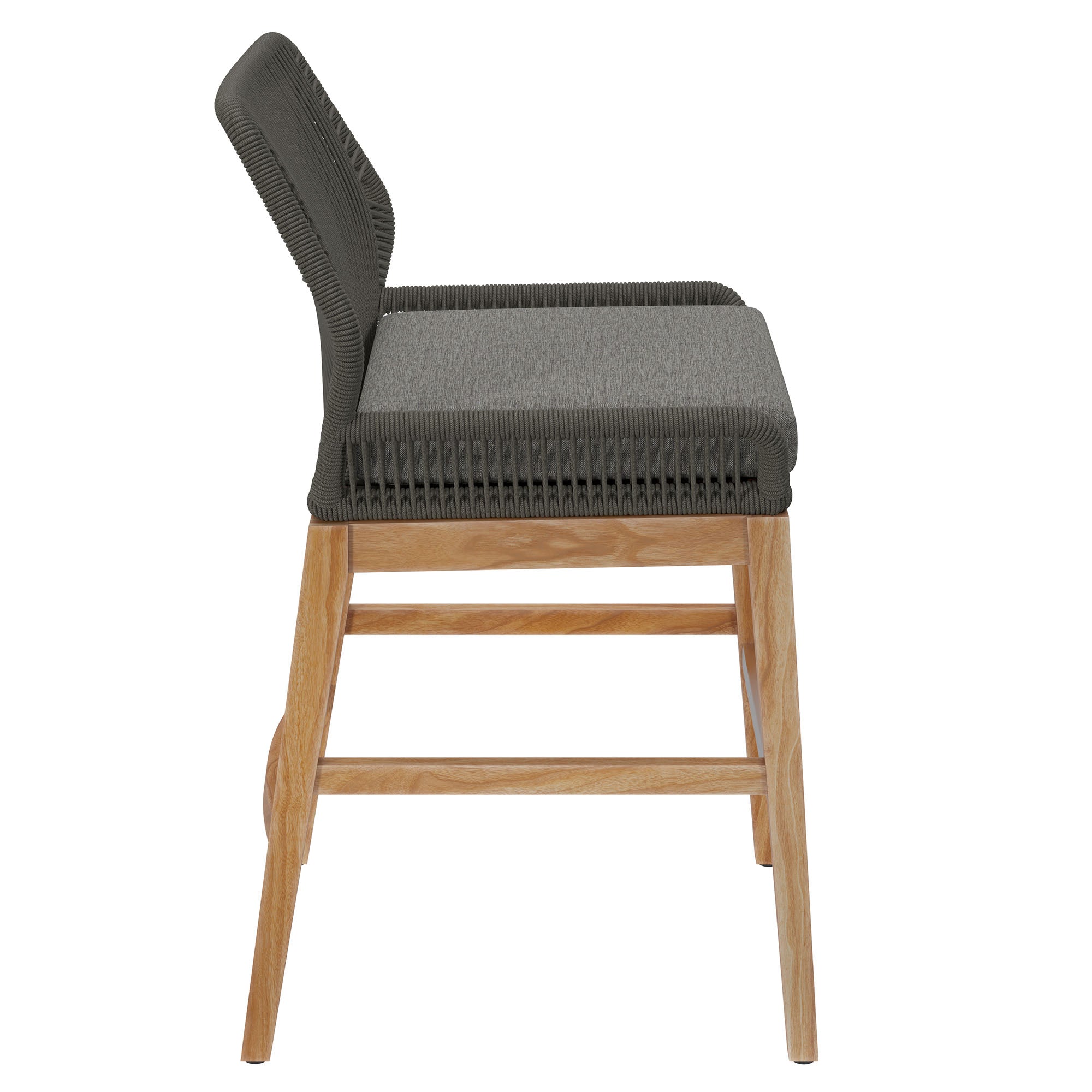 Tabouret de bar d'extérieur en teck et corde Wellspring