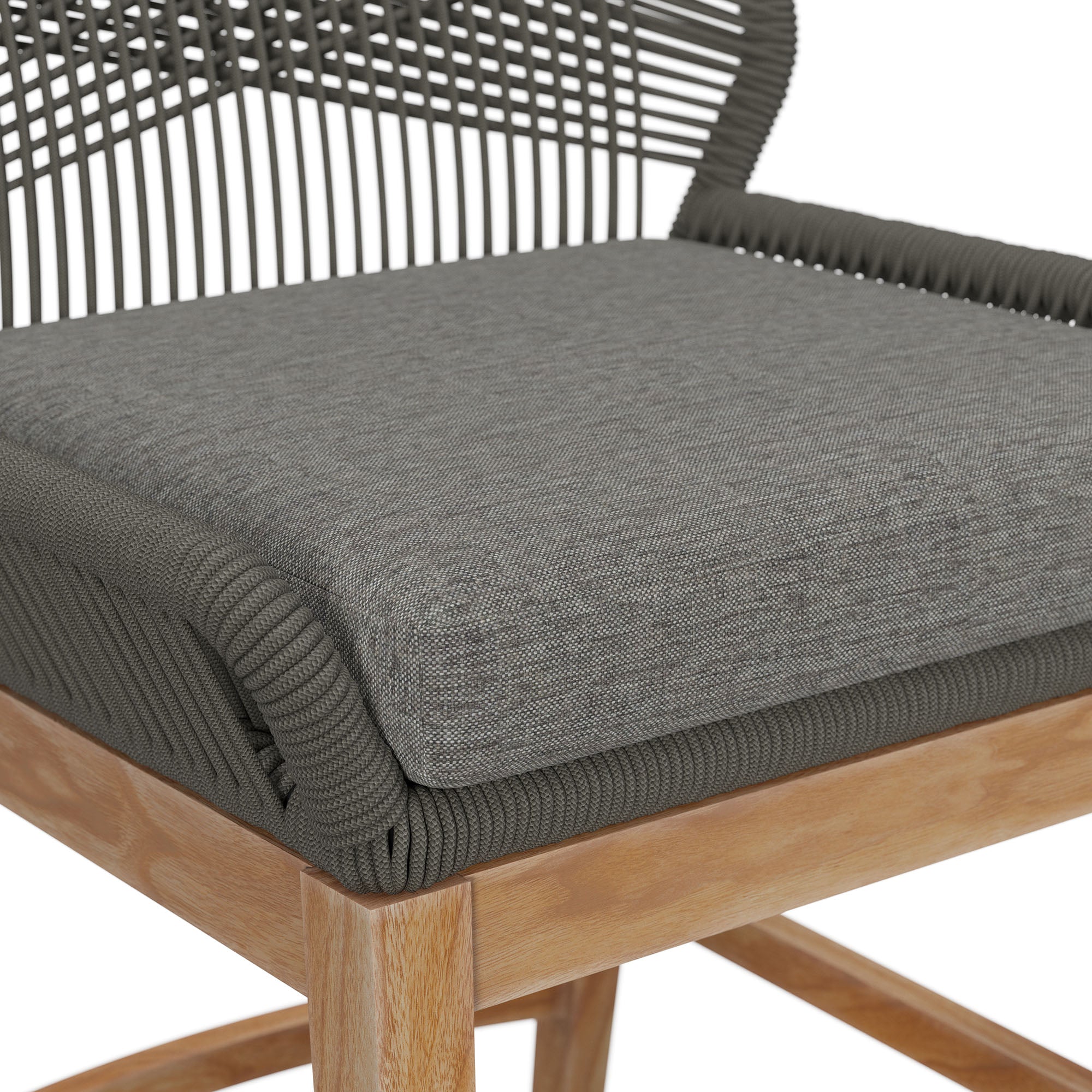 Tabouret de bar d'extérieur en teck et corde Wellspring