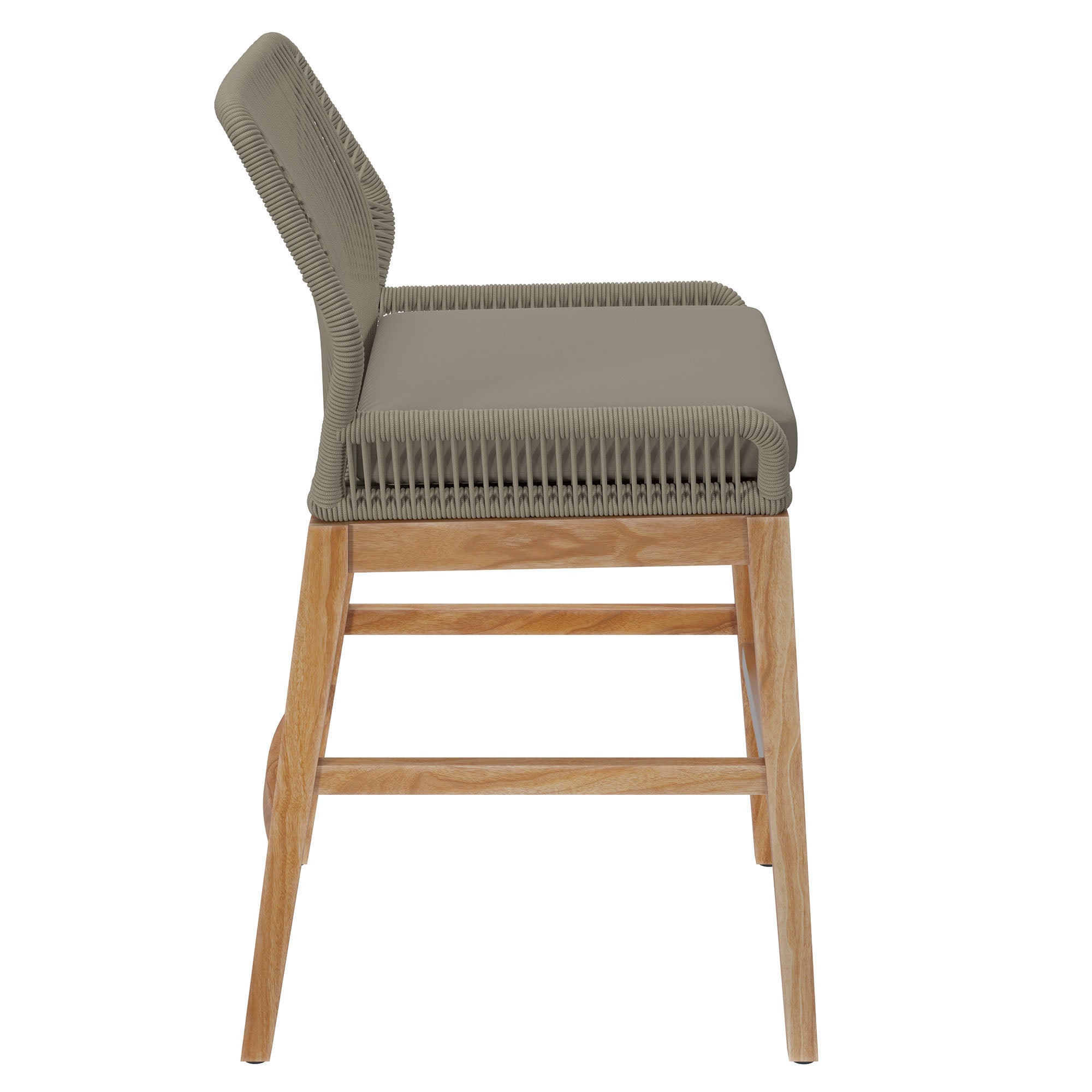 Tabouret de bar d'extérieur en teck et corde Wellspring