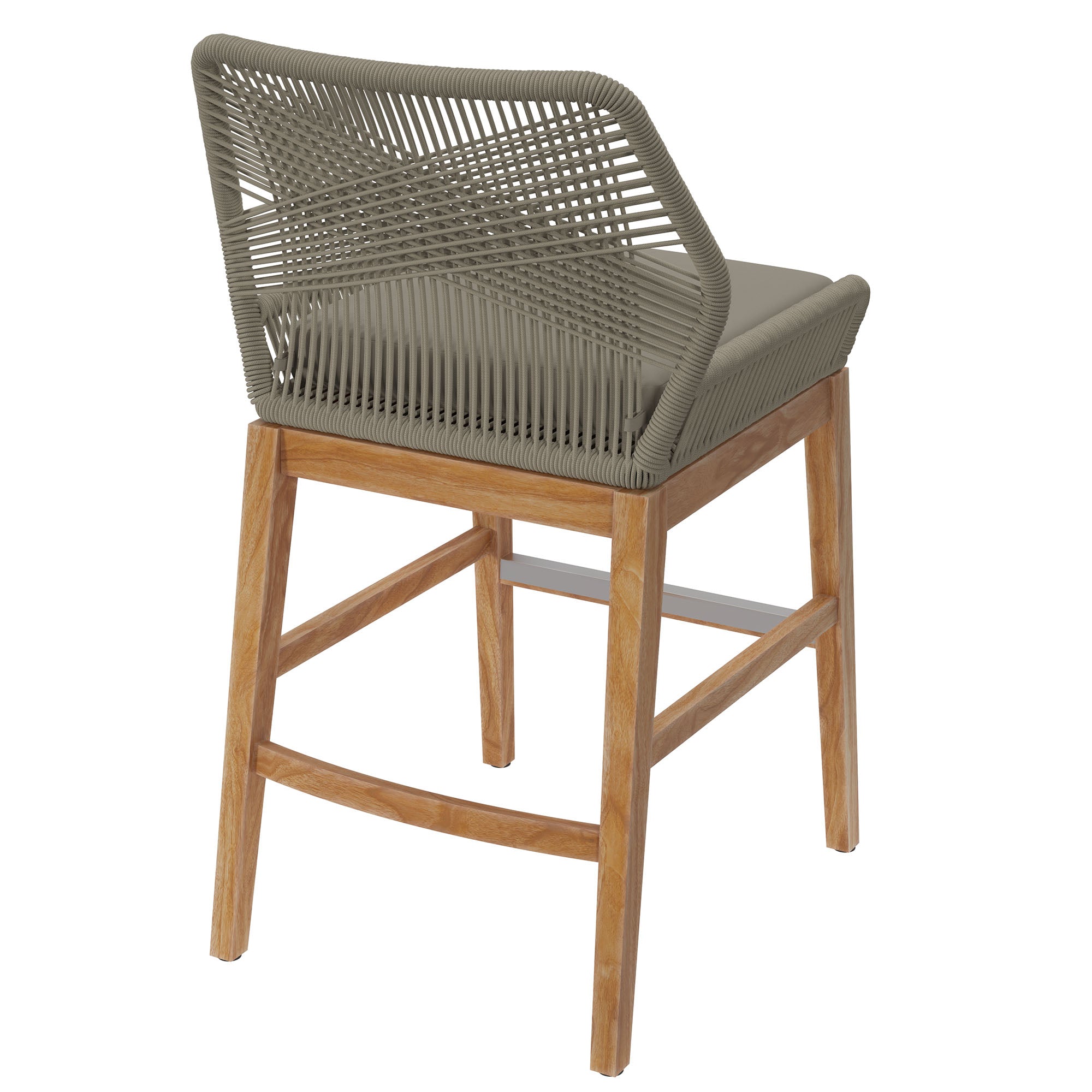Tabouret de bar d'extérieur en teck et corde Wellspring