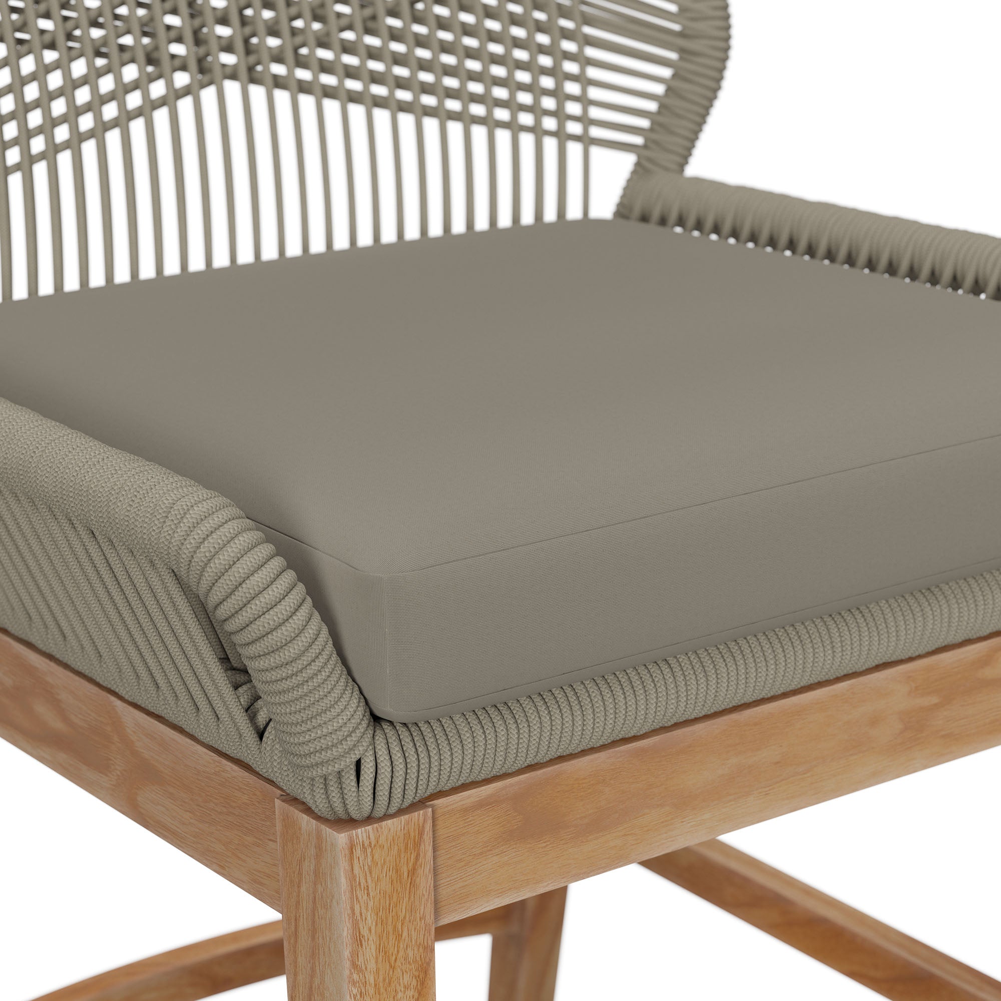 Tabouret de bar d'extérieur en teck et corde Wellspring
