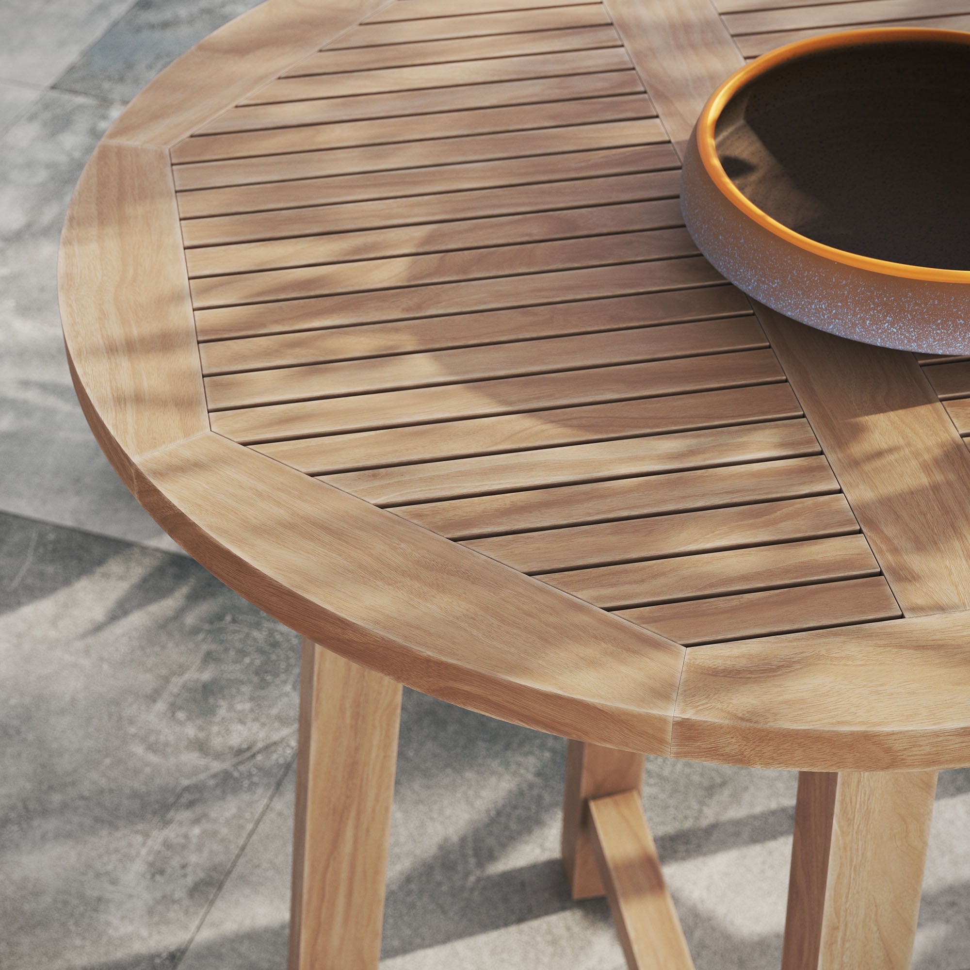 Table de bar en teck pour patio extérieur Wellspring de 36 po en naturel