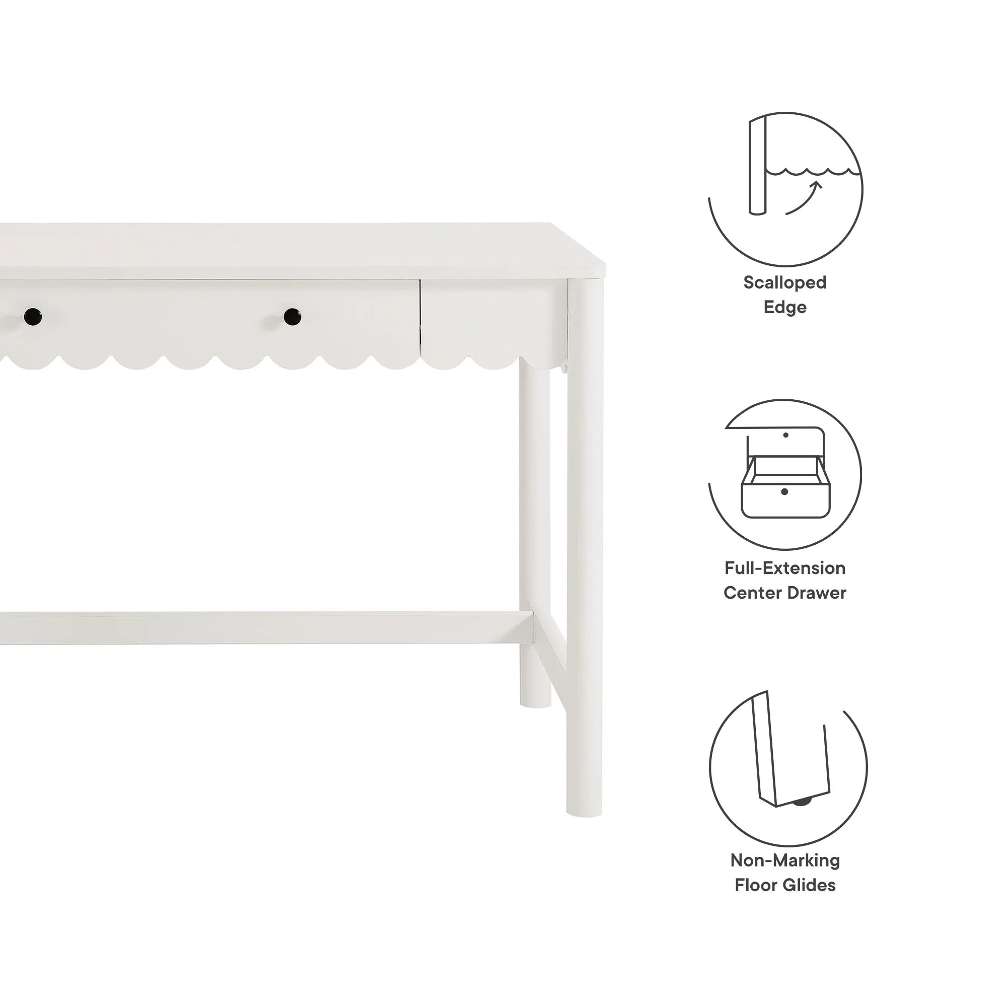 Emmeline 1-Drawer Scallop Writing Desk