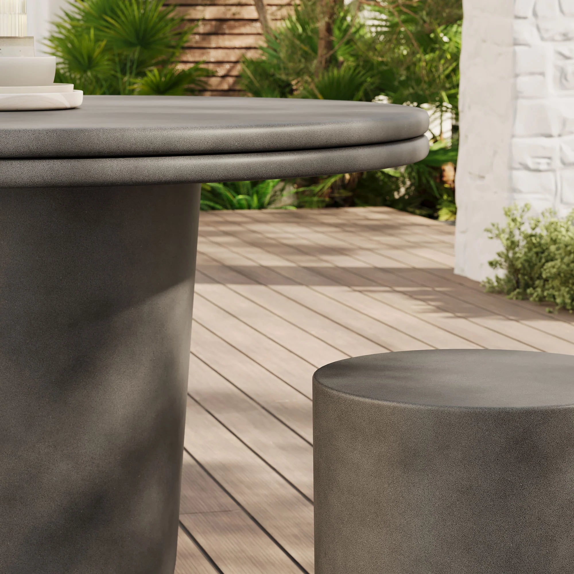 Ensemble de table à manger 5 pièces en béton pour patio intérieur et extérieur Brion