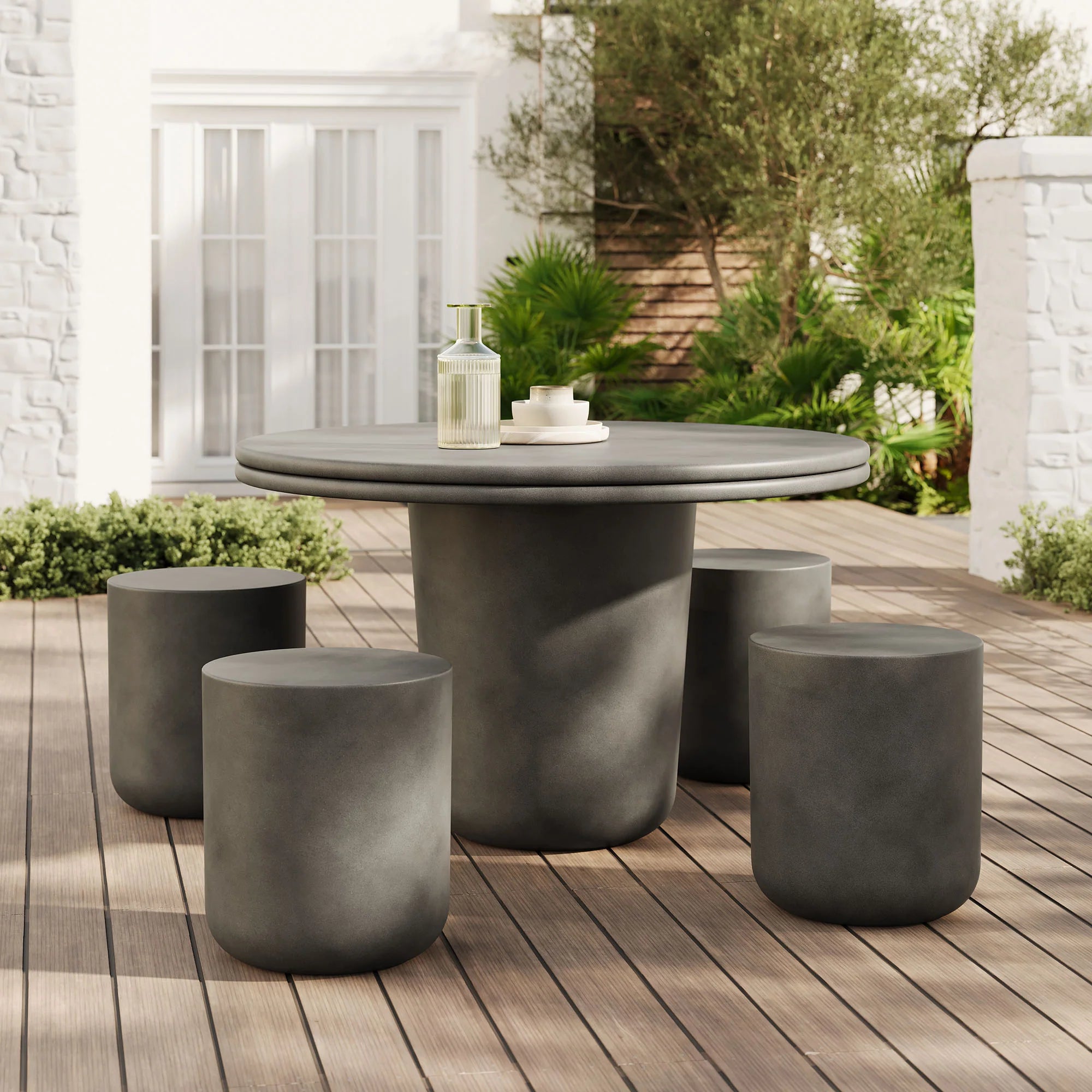 Ensemble de table à manger 5 pièces en béton pour patio intérieur et extérieur Brion