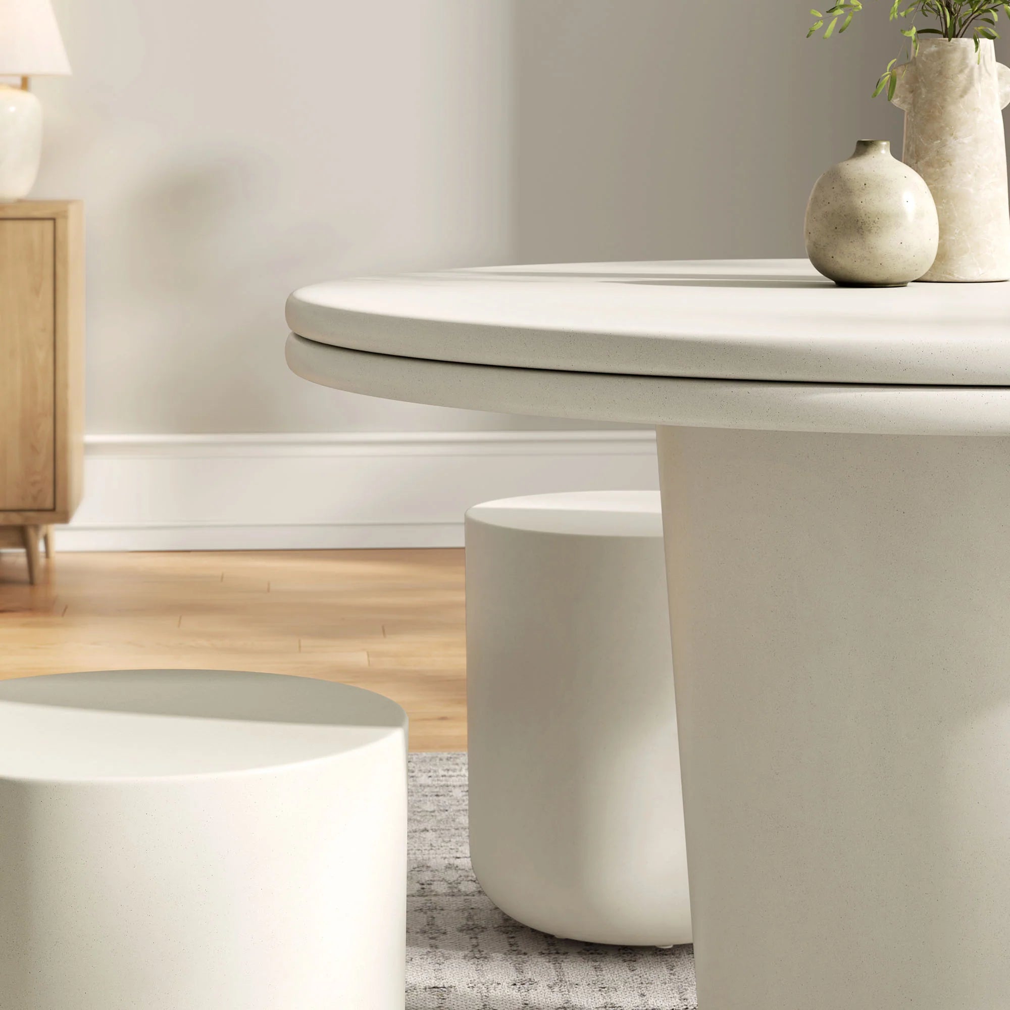 Ensemble de table à manger 5 pièces en béton pour patio intérieur et extérieur Brion