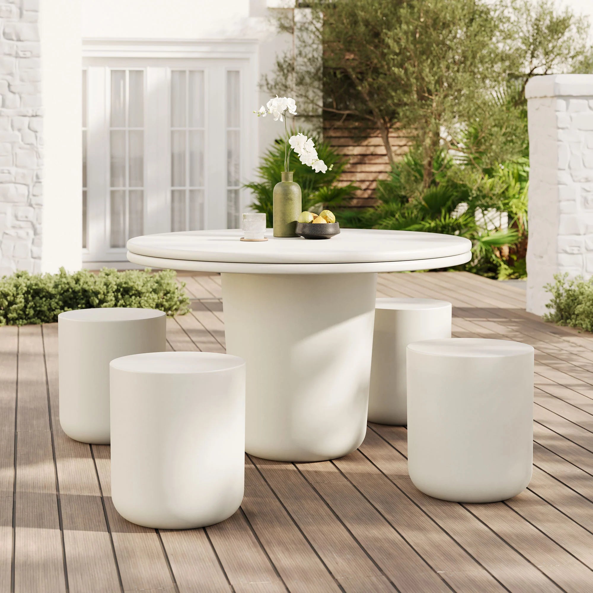 Ensemble de table à manger 5 pièces en béton pour patio intérieur et extérieur Brion