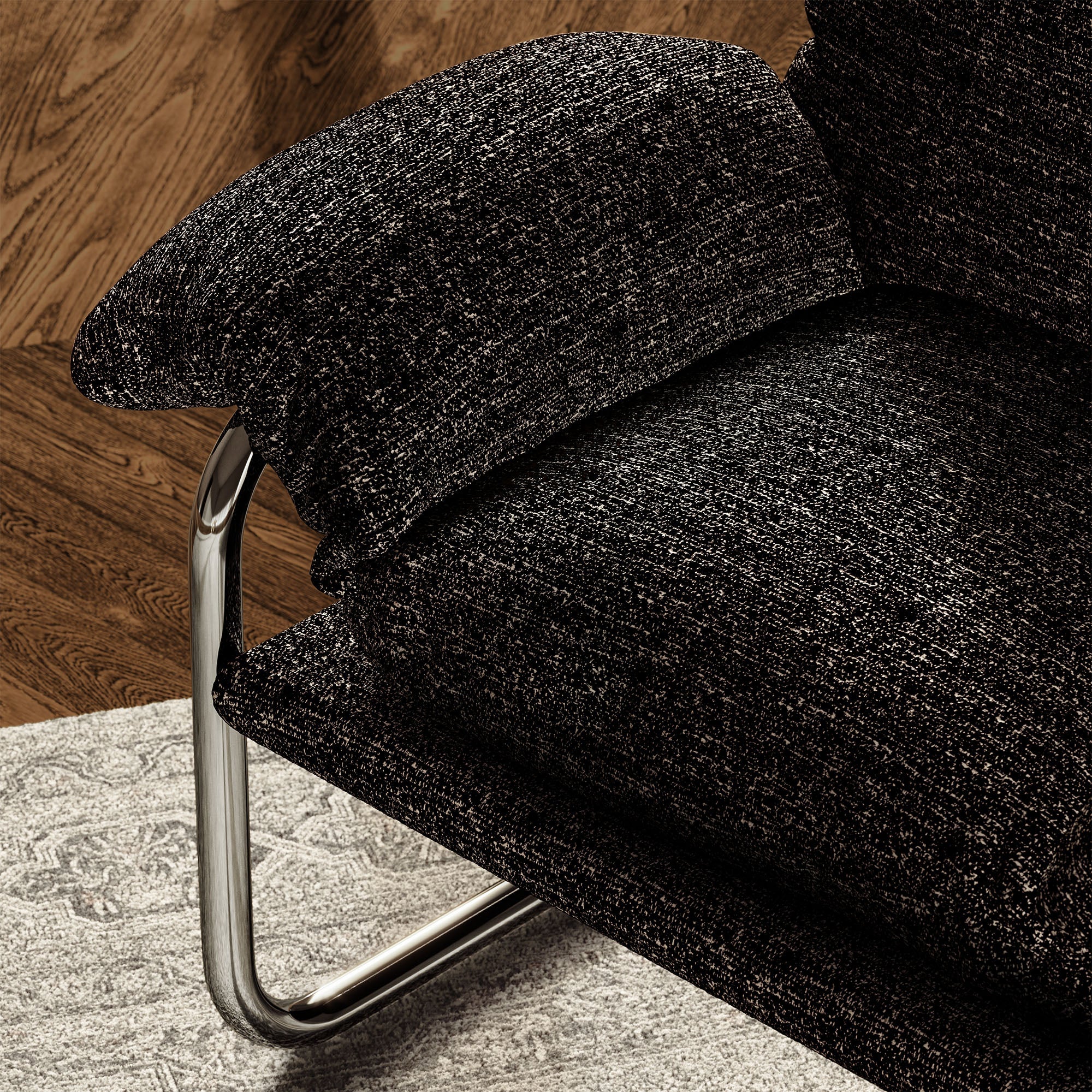 Fauteuil de salon en velours Ponder Performance