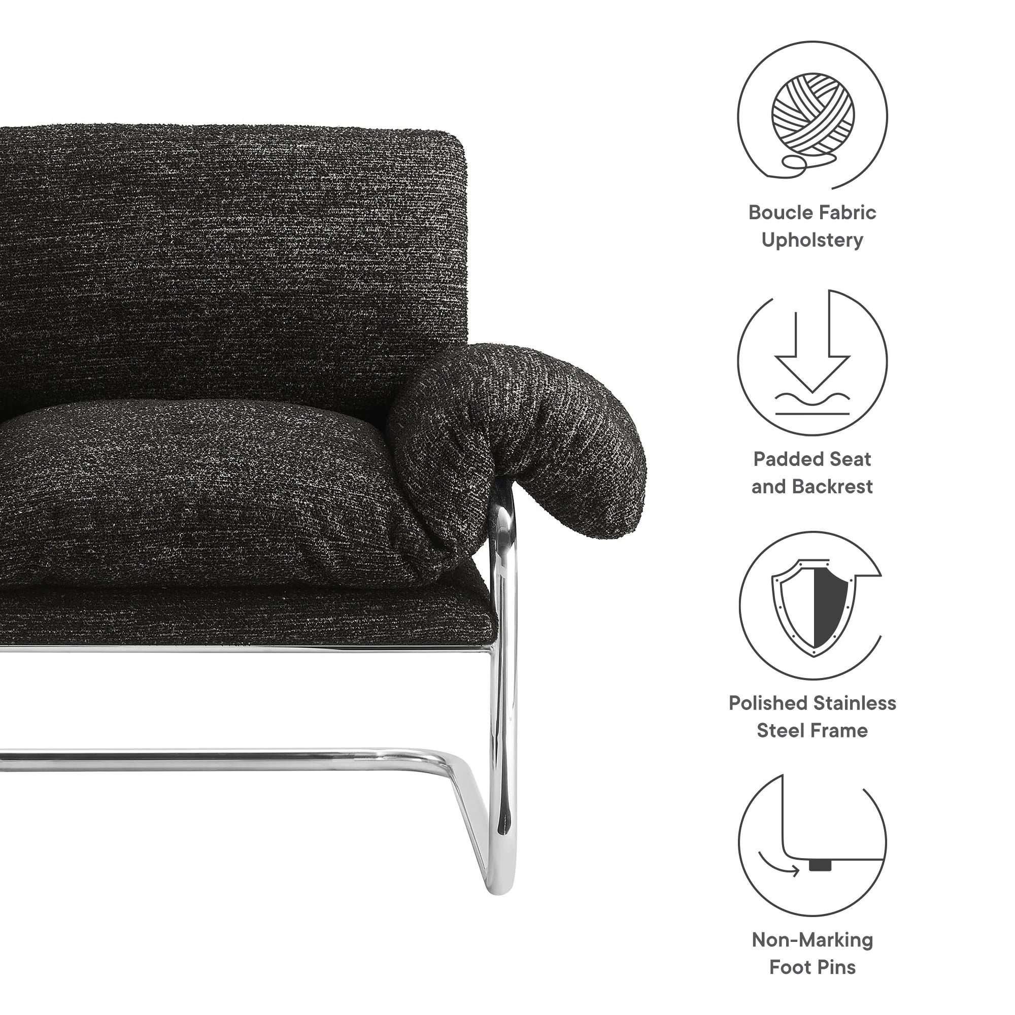 Fauteuil de salon en velours Ponder Performance