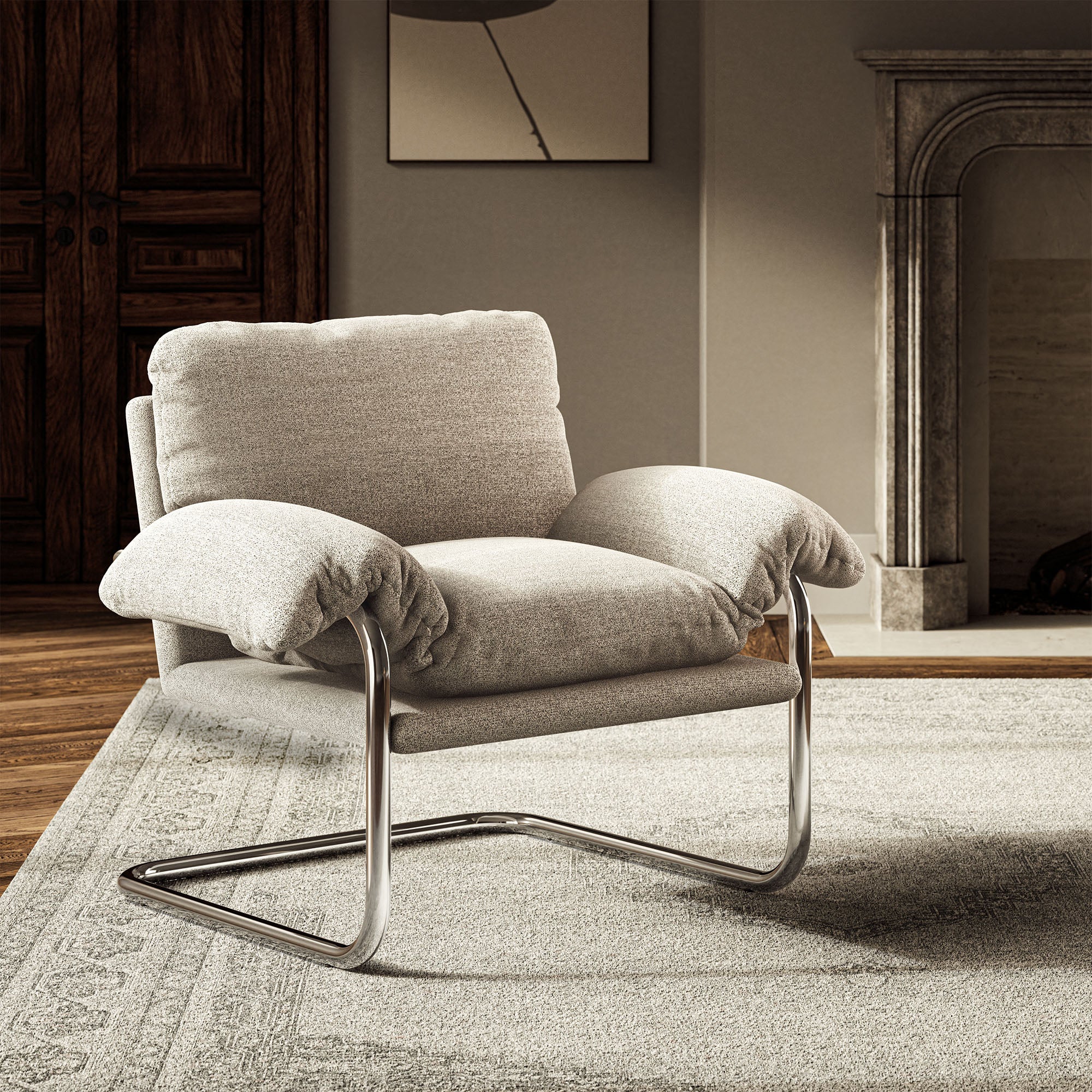Ansel Boucle Fabric Accent Chair