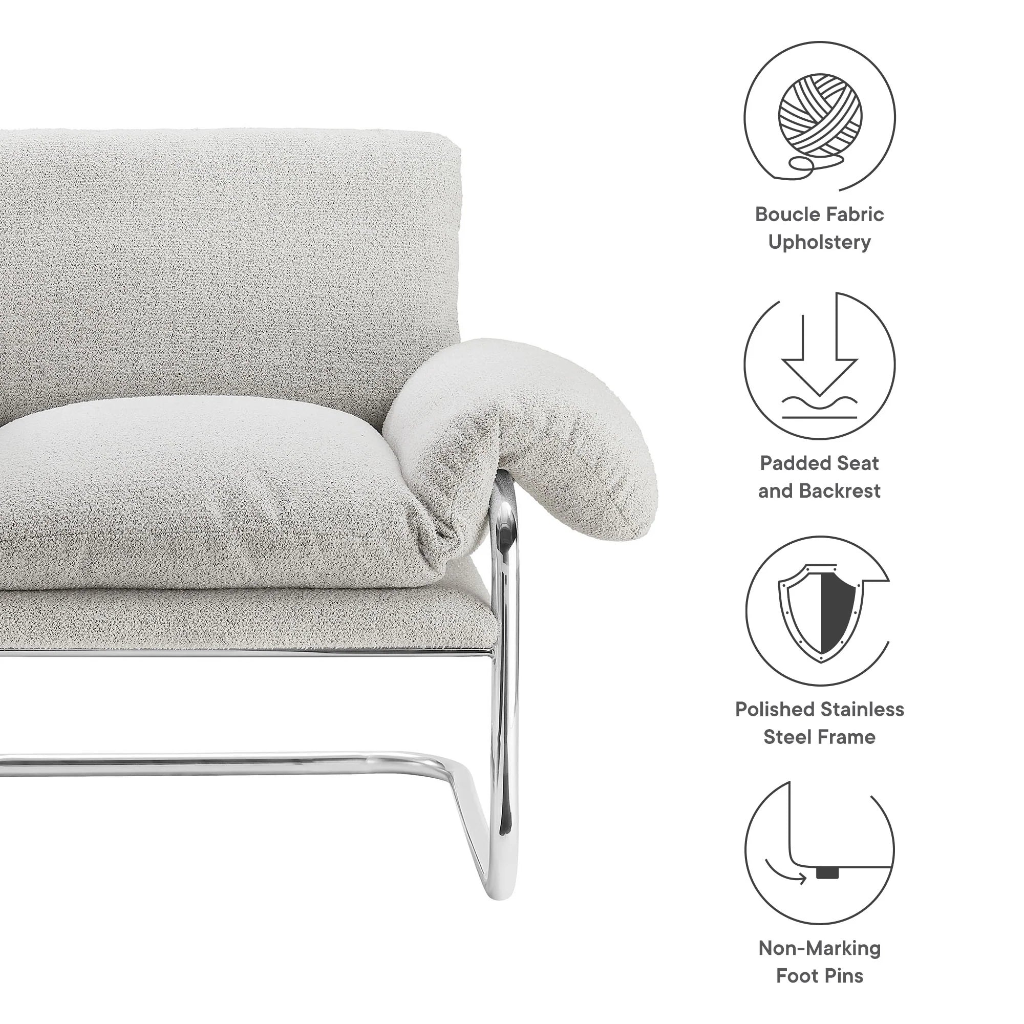 Fauteuil de salon en velours Ponder Performance
