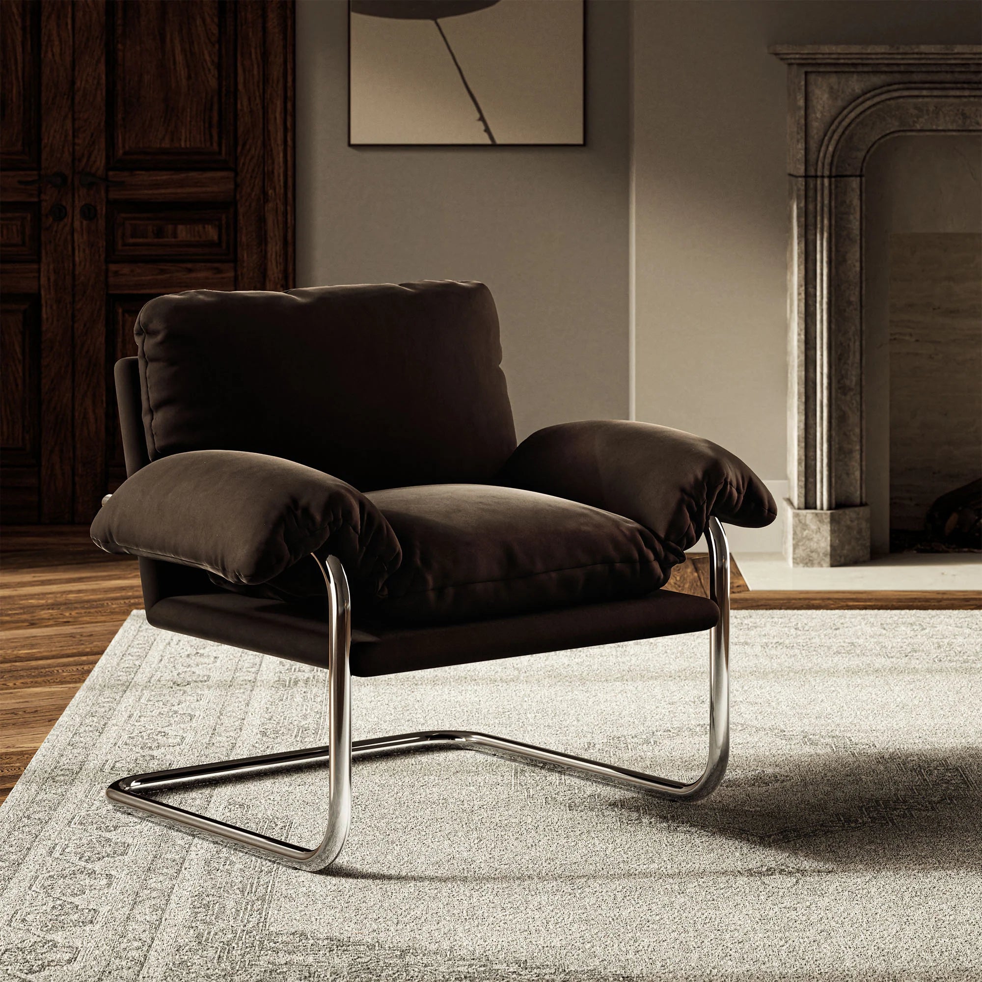 Fauteuil de salon en velours Ponder Performance