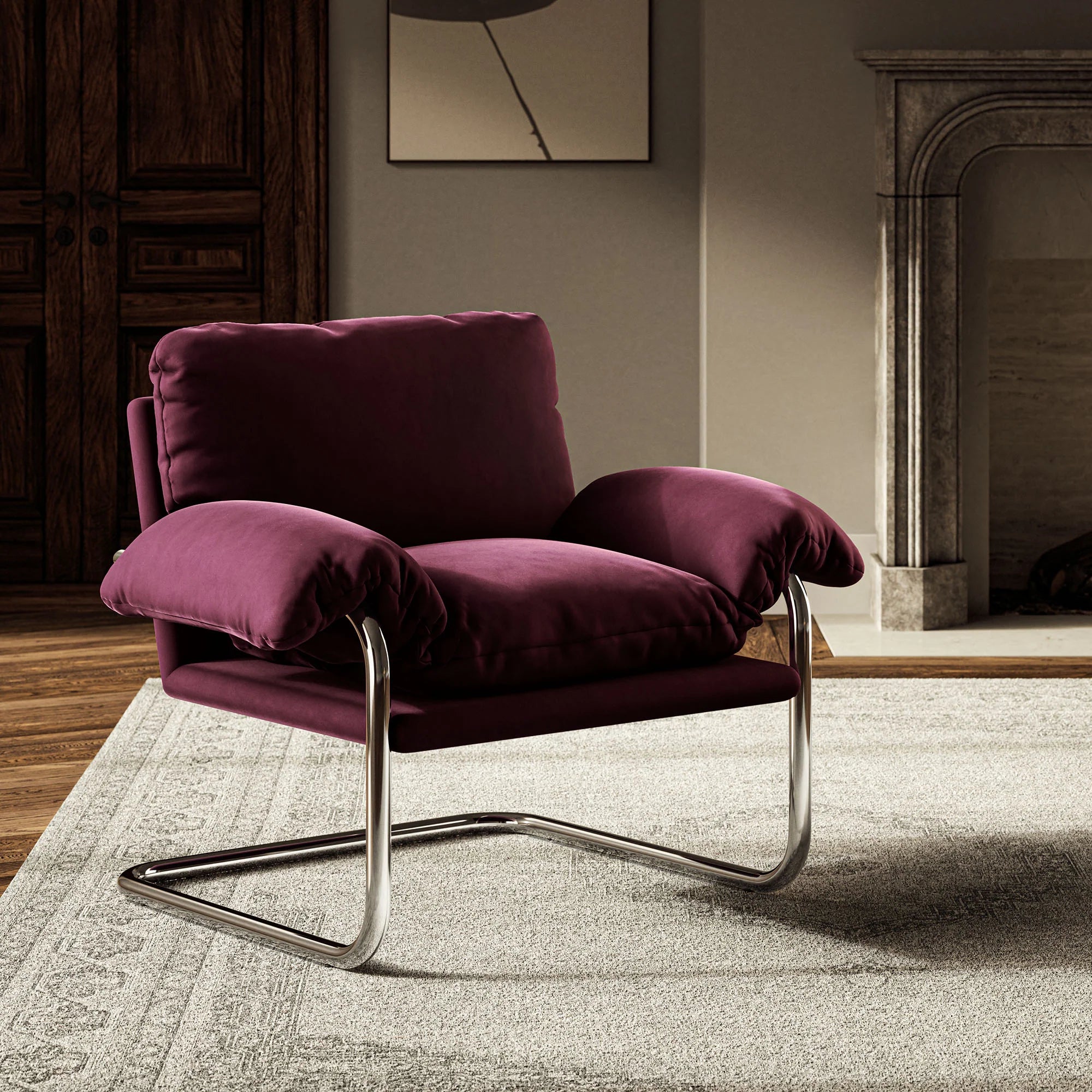 Fauteuil de salon en velours Ponder Performance