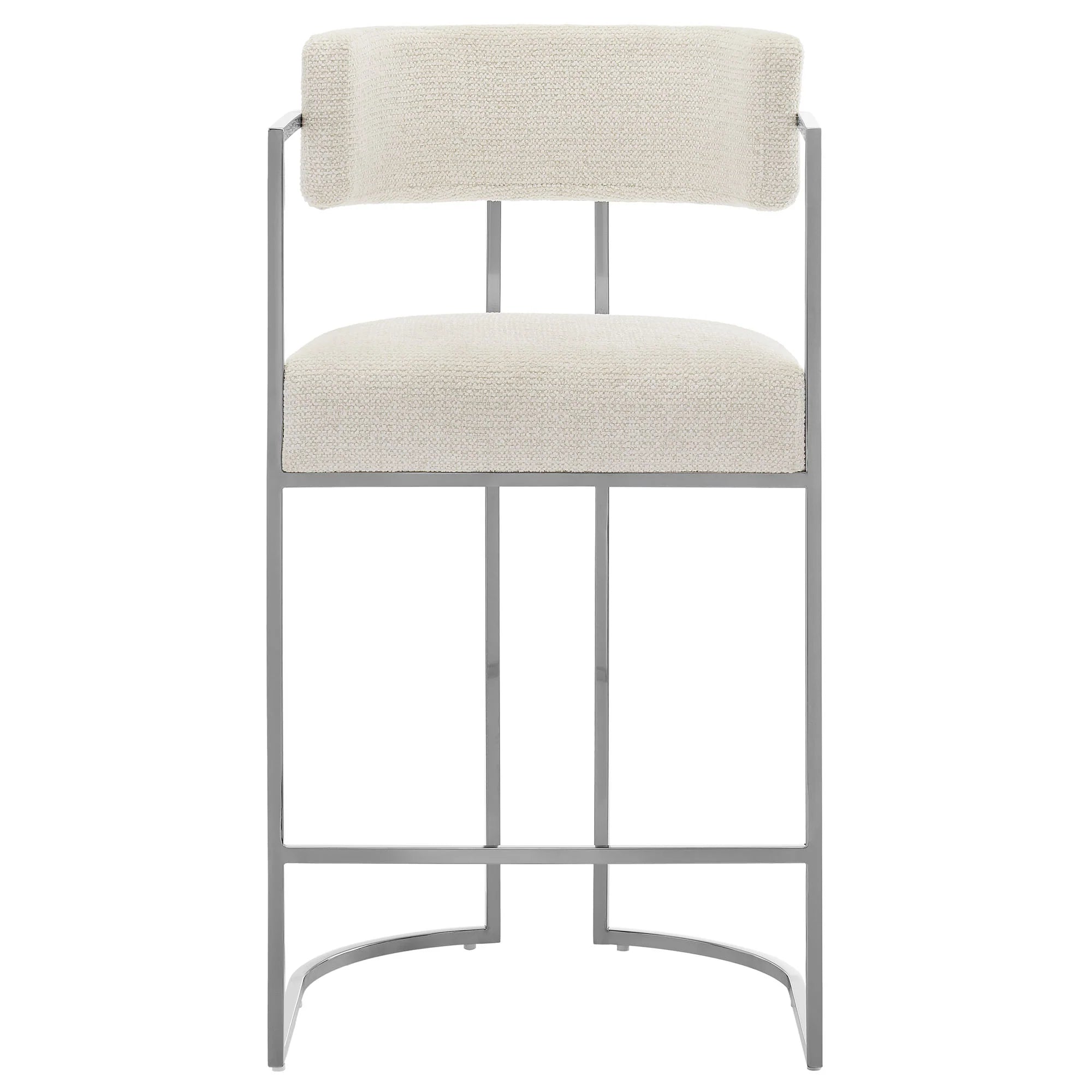 Huron Curved Back Fabric and Metal Counter Stool