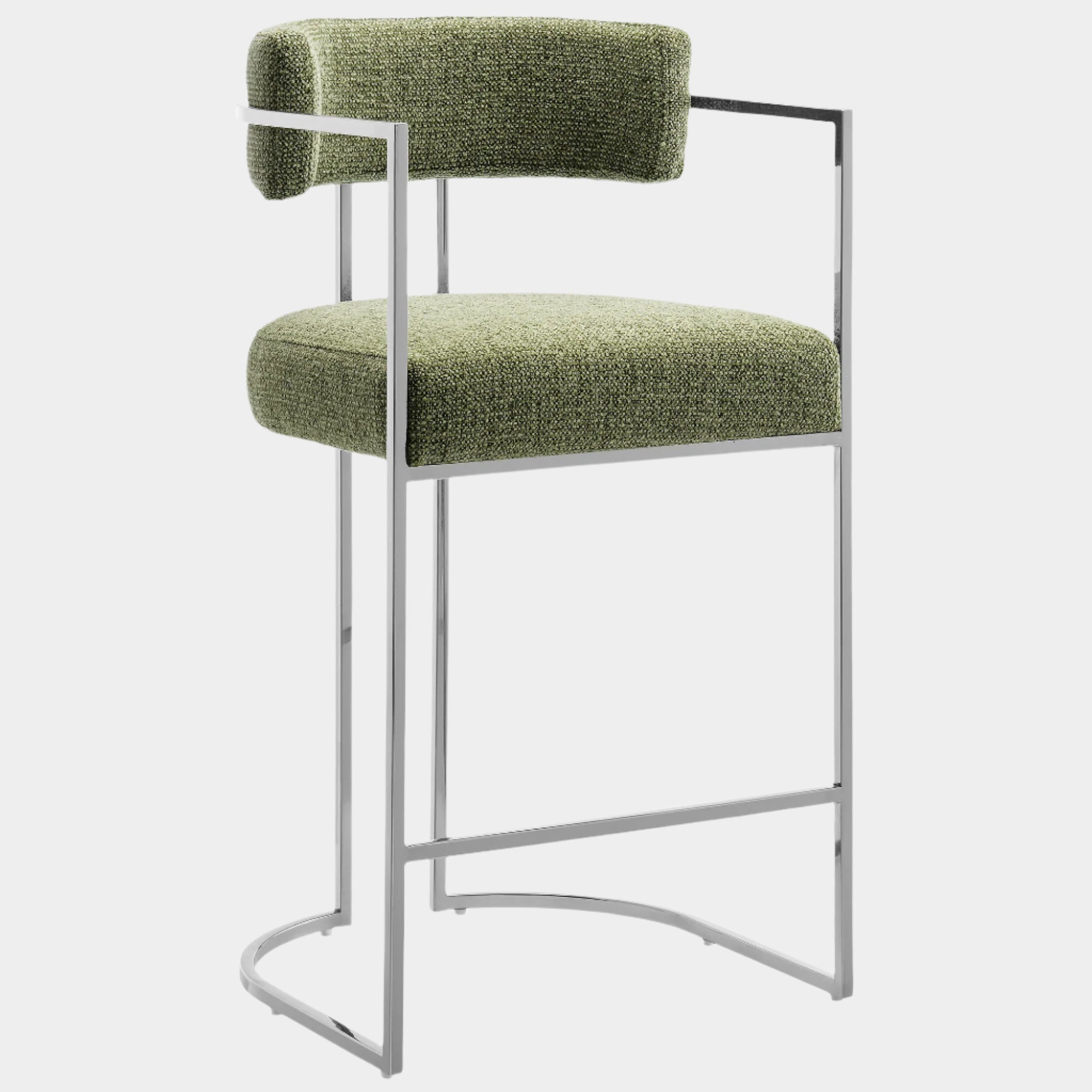 Huron Curved Back Fabric and Metal Counter Stool
