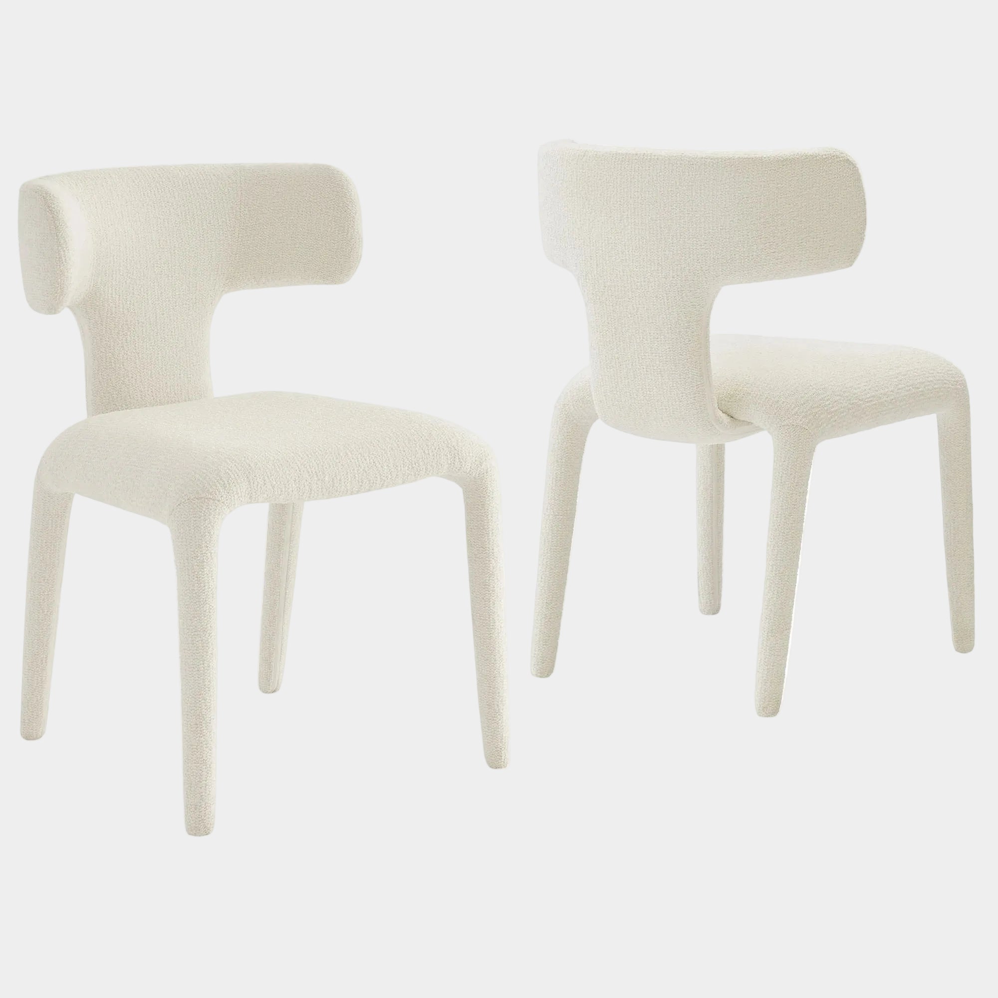 Stellan Curved Back Boucle Upholstered Dining Chair Set of Two