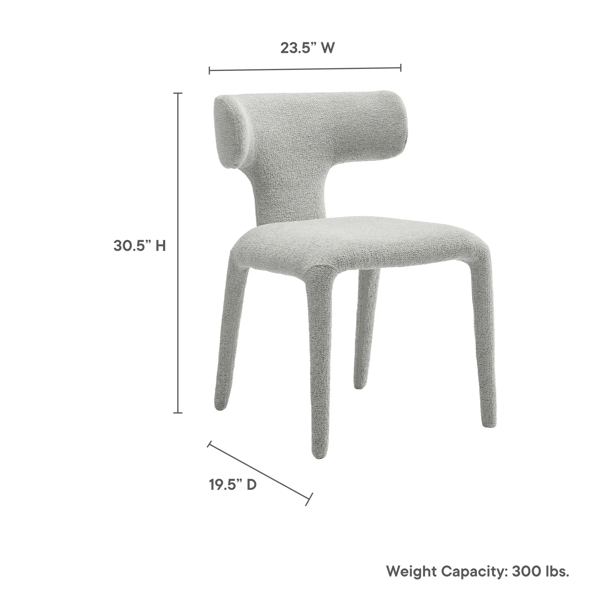 Stellan Curved Back Boucle Upholstered Dining Chair Set of Two