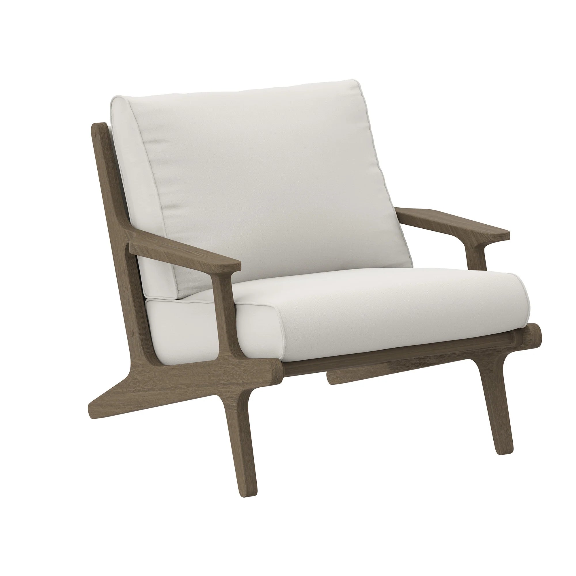 Saratoga Outdoor Patio Teak Wood Chair and Ottoman Set in Weathered