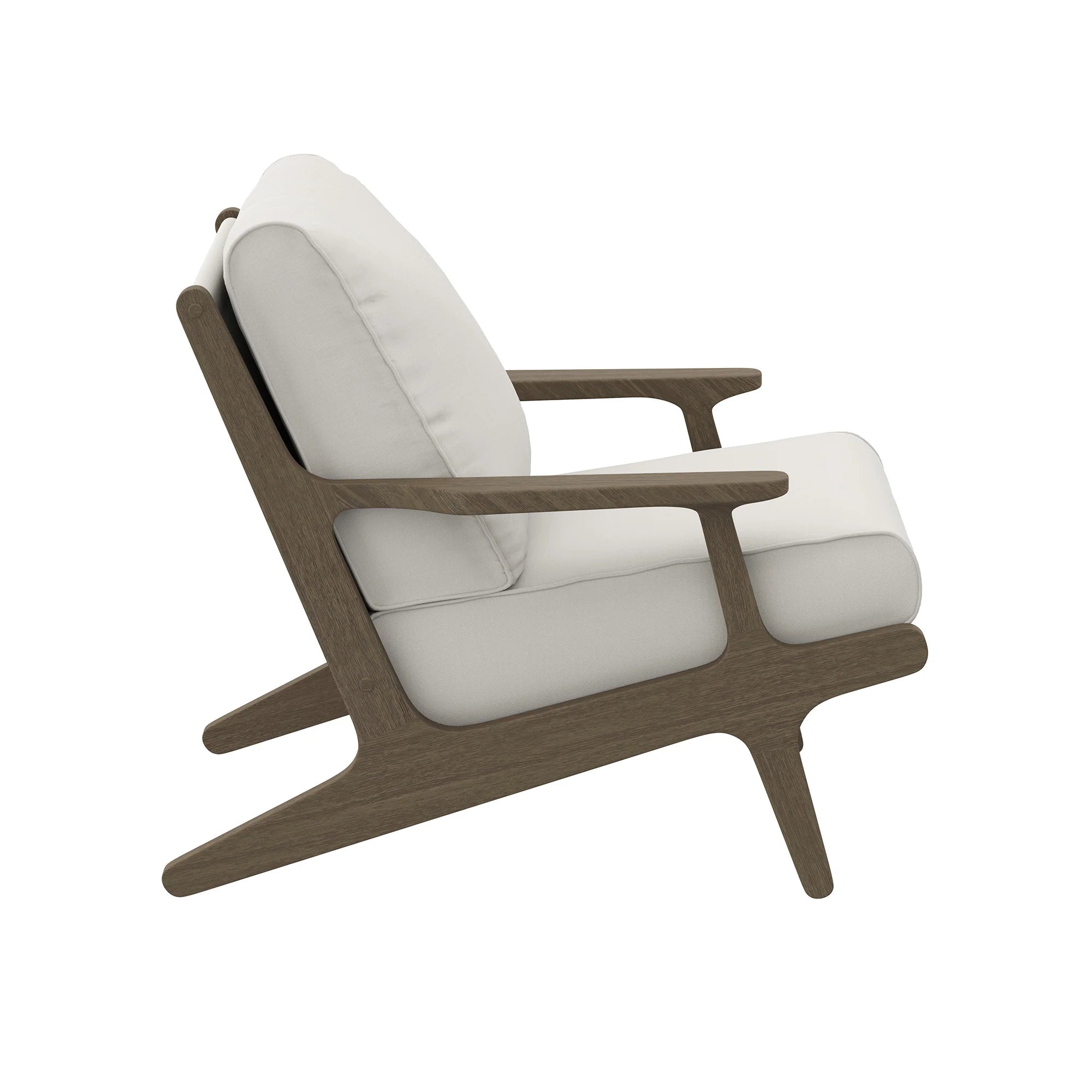Saratoga Outdoor Patio Teak Wood Chair and Ottoman Set in Weathered