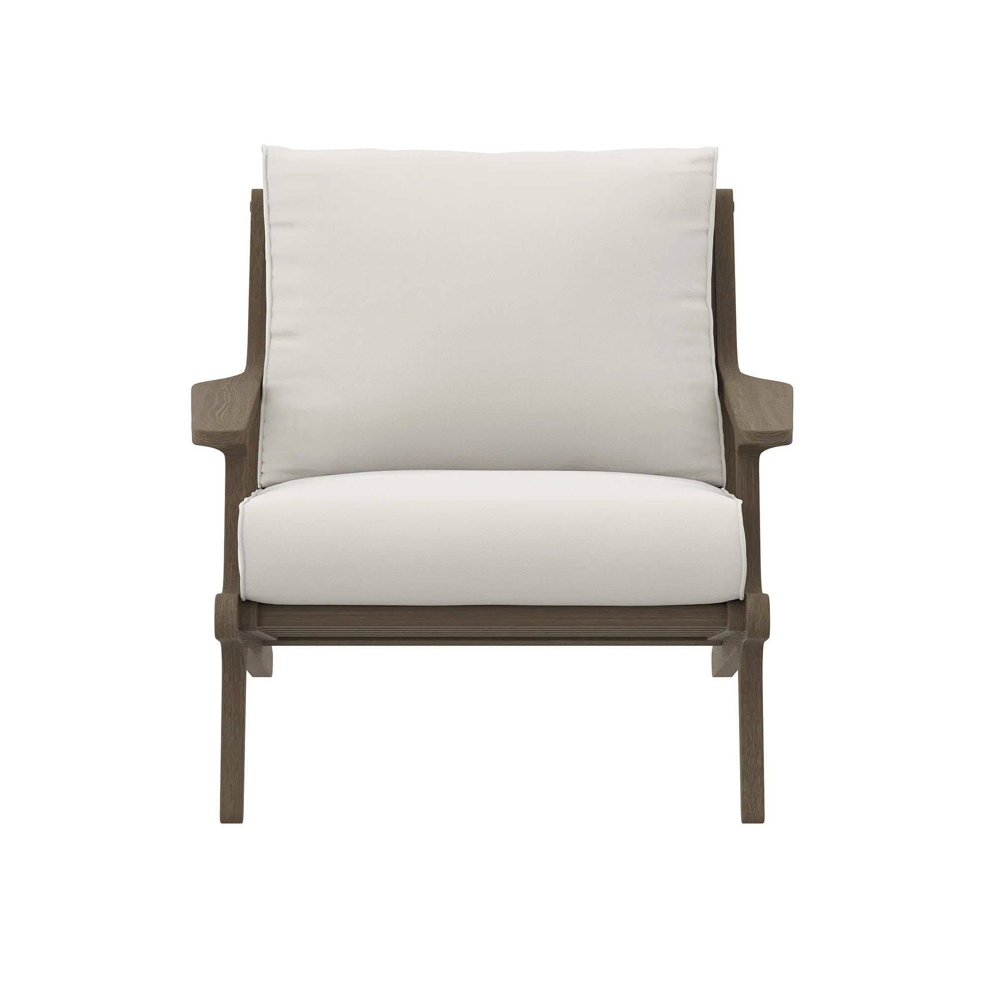 Saratoga Outdoor Patio Teak Wood Chair and Ottoman Set in Weathered