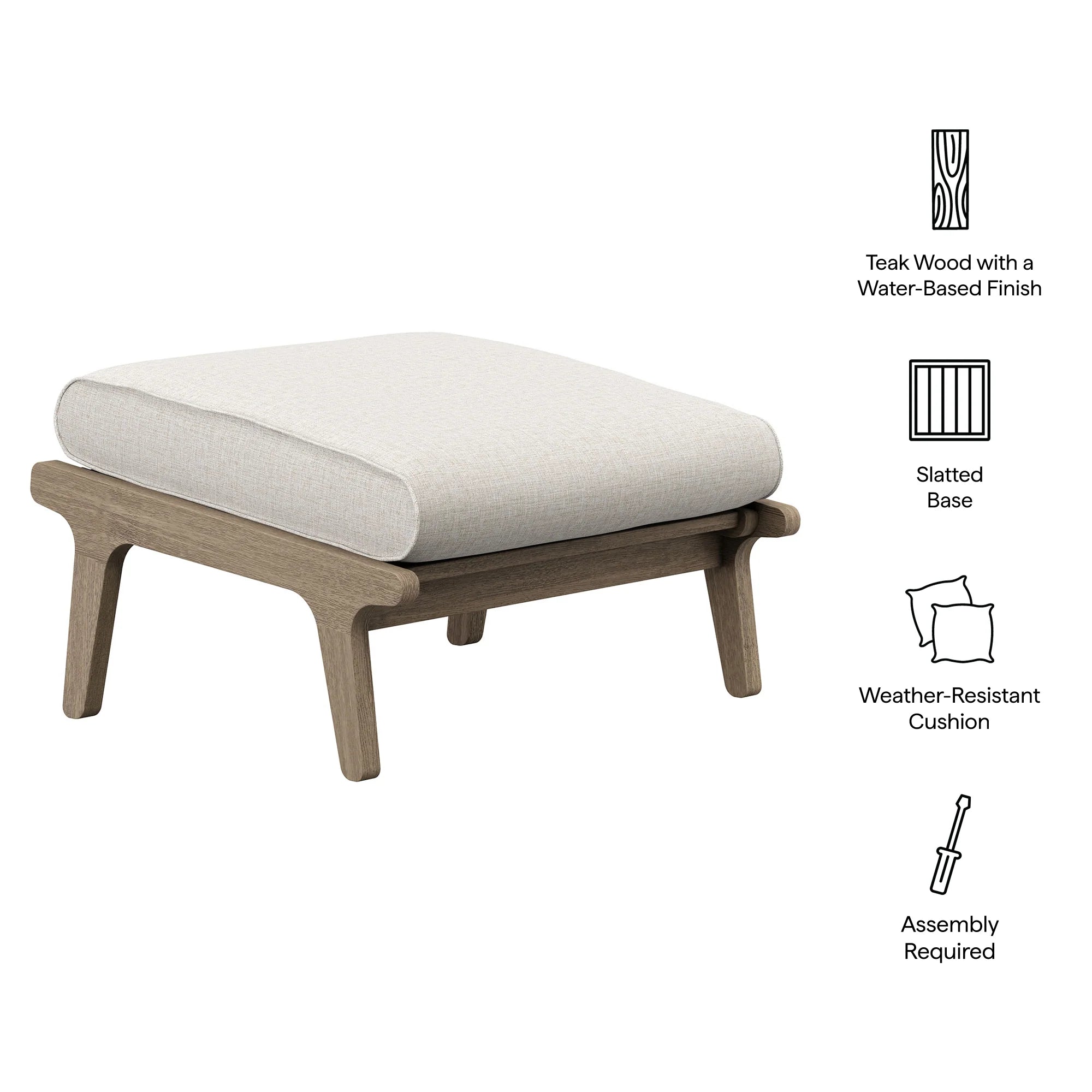 Saratoga Outdoor Teak Ottoman