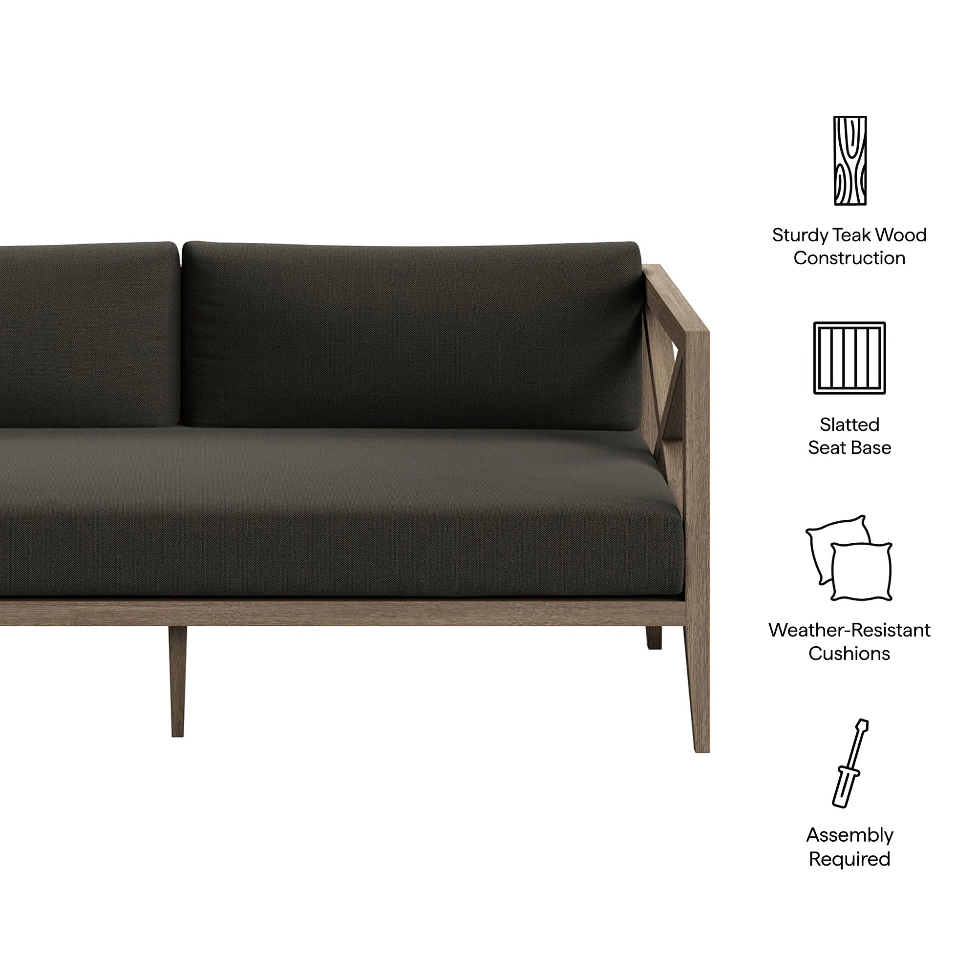 Northlake Outdoor Patio Teak Loveseat in Weathered Gray White