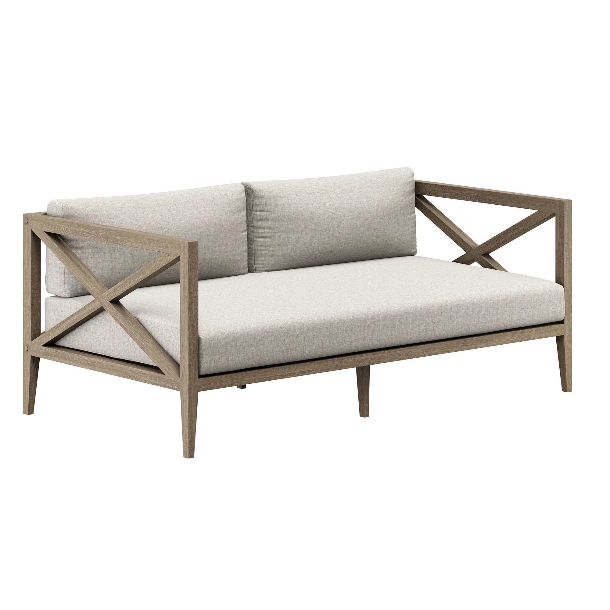 Northlake Outdoor Teak Wood Loveseat and Ottoman Set