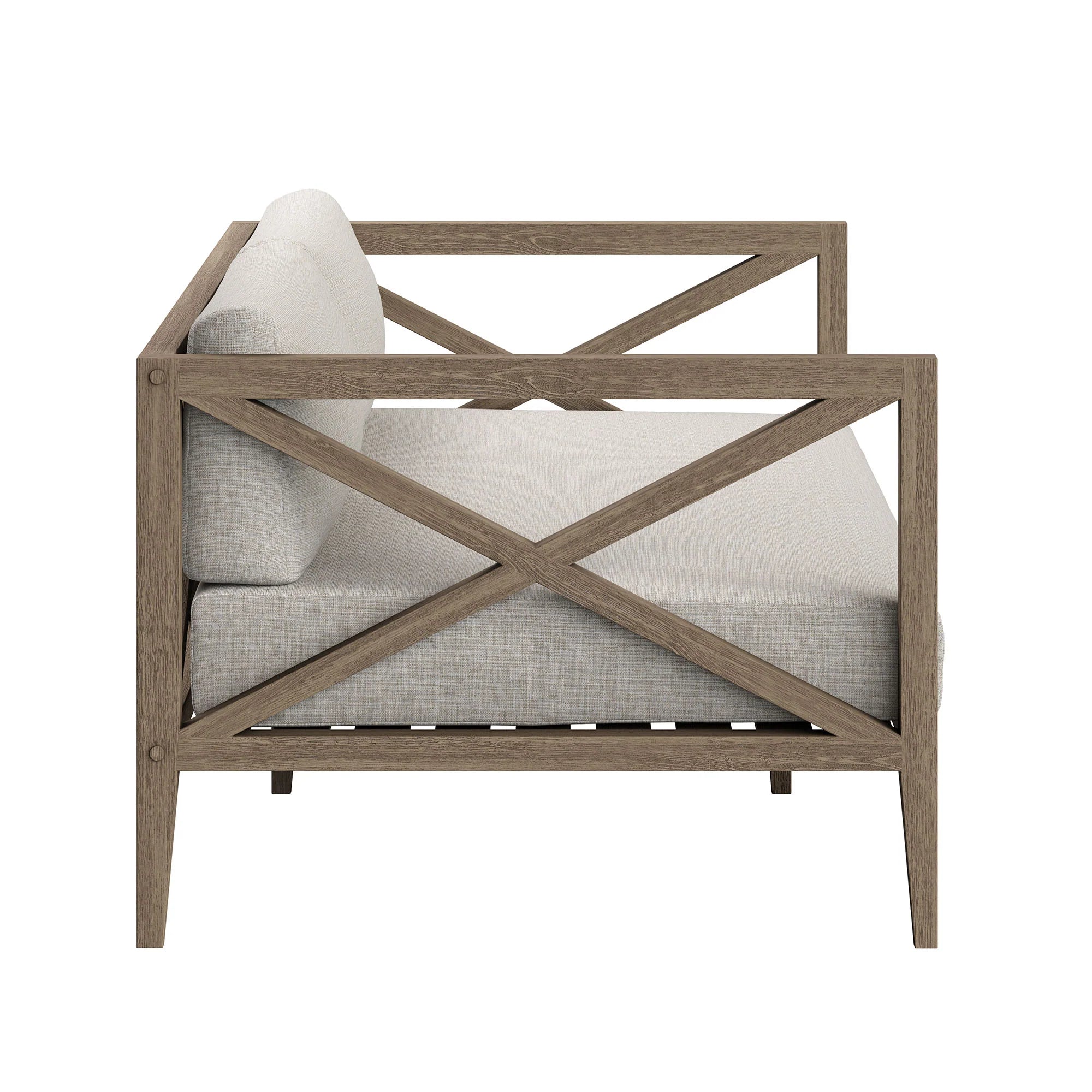 Northlake Outdoor Patio Teak Loveseat in Weathered Gray White